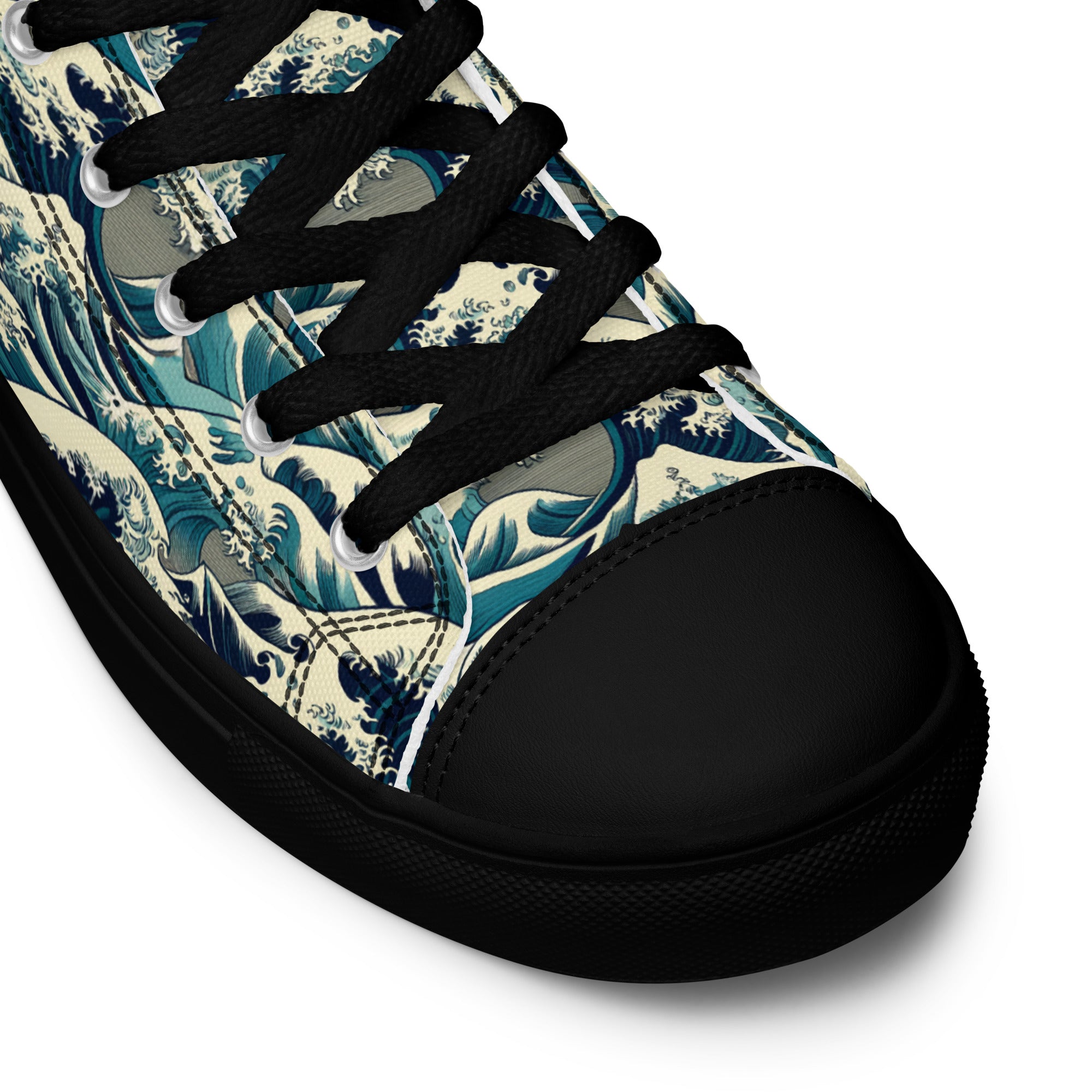 Hokusai 'The Great Wave off Kanagawa' High Top Shoes | Premium Art High Top Sneakers for Men