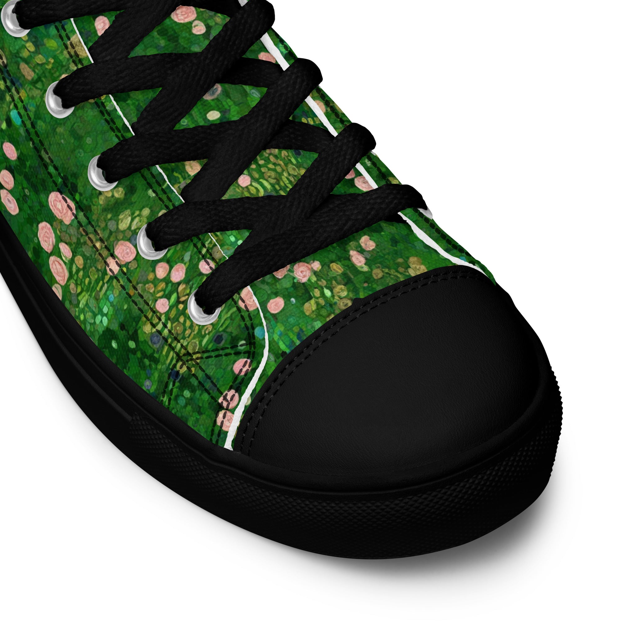 Gustav Klimt 'Rosebushes under the Trees' High Top Shoes | Premium Art High Top Sneakers for Men