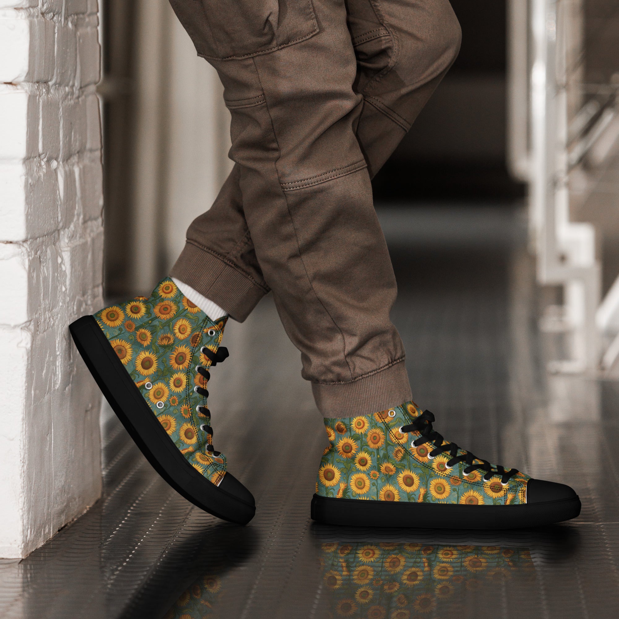 Vincent van Gogh 'Sunflowers' High Top Shoes | Premium Art High Top Sneakers for Men
