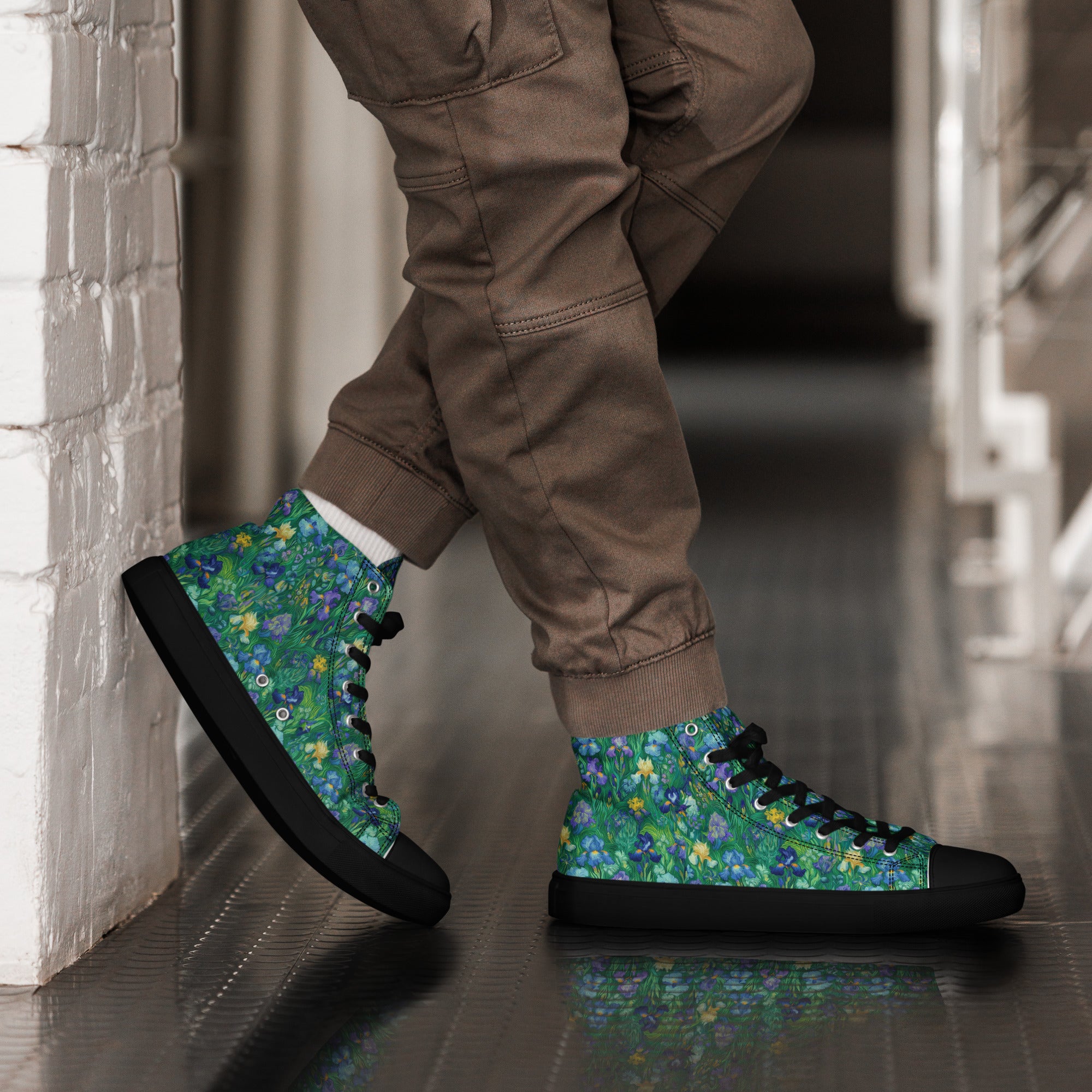 Vincent van Gogh 'Irises' High Top Shoes | Premium Art High Top Sneakers for Men