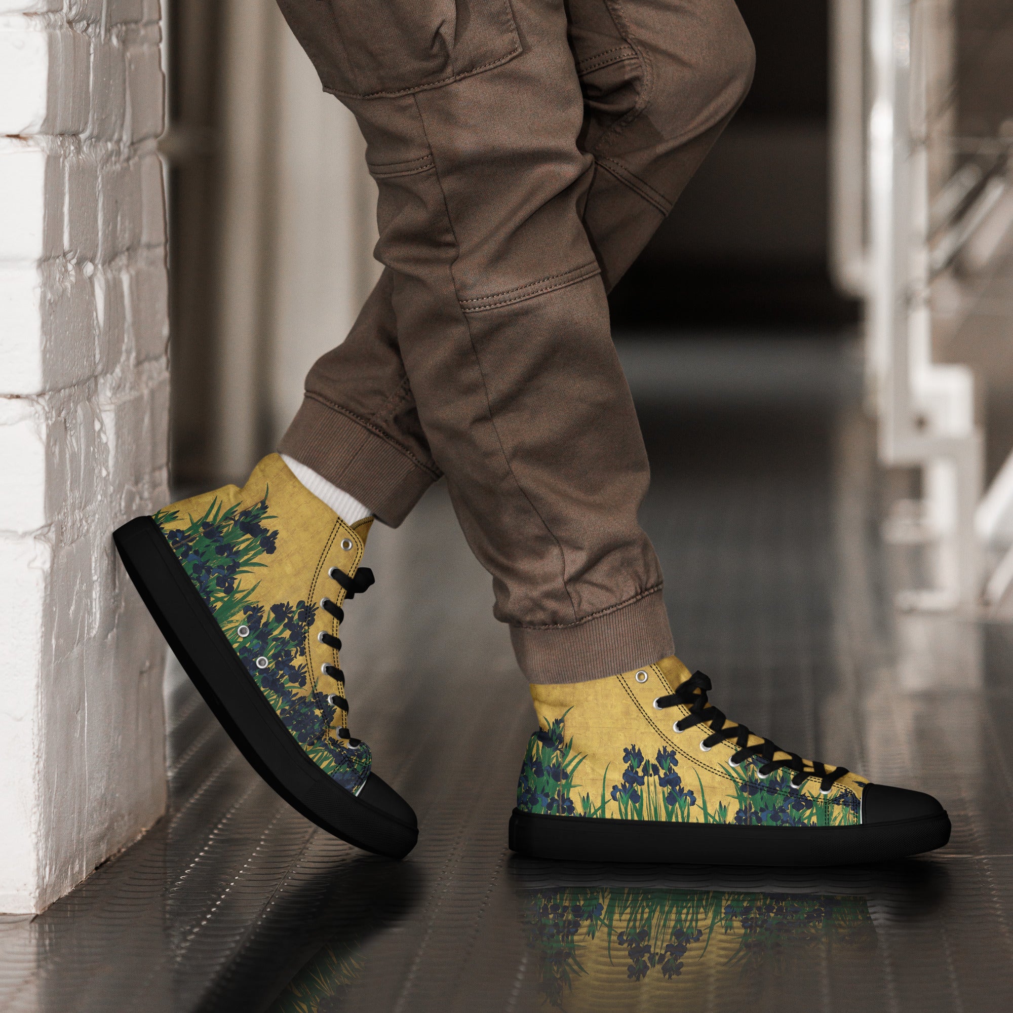 Ogata Kōrin ‘Irises’ High Top Shoes | Premium Art High Top Sneakers for Men