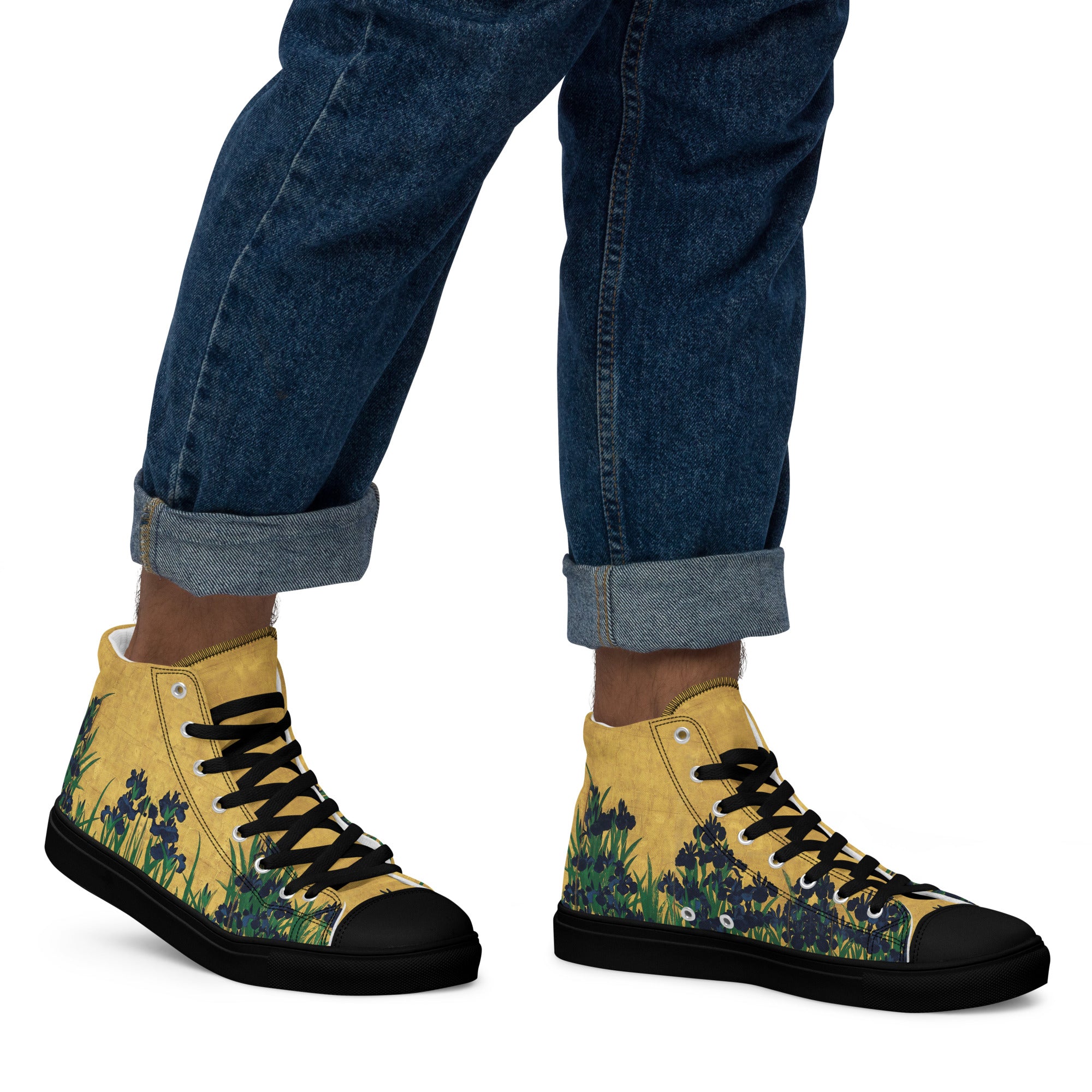 Ogata Kōrin ‘Irises’ High Top Shoes | Premium Art High Top Sneakers for Men