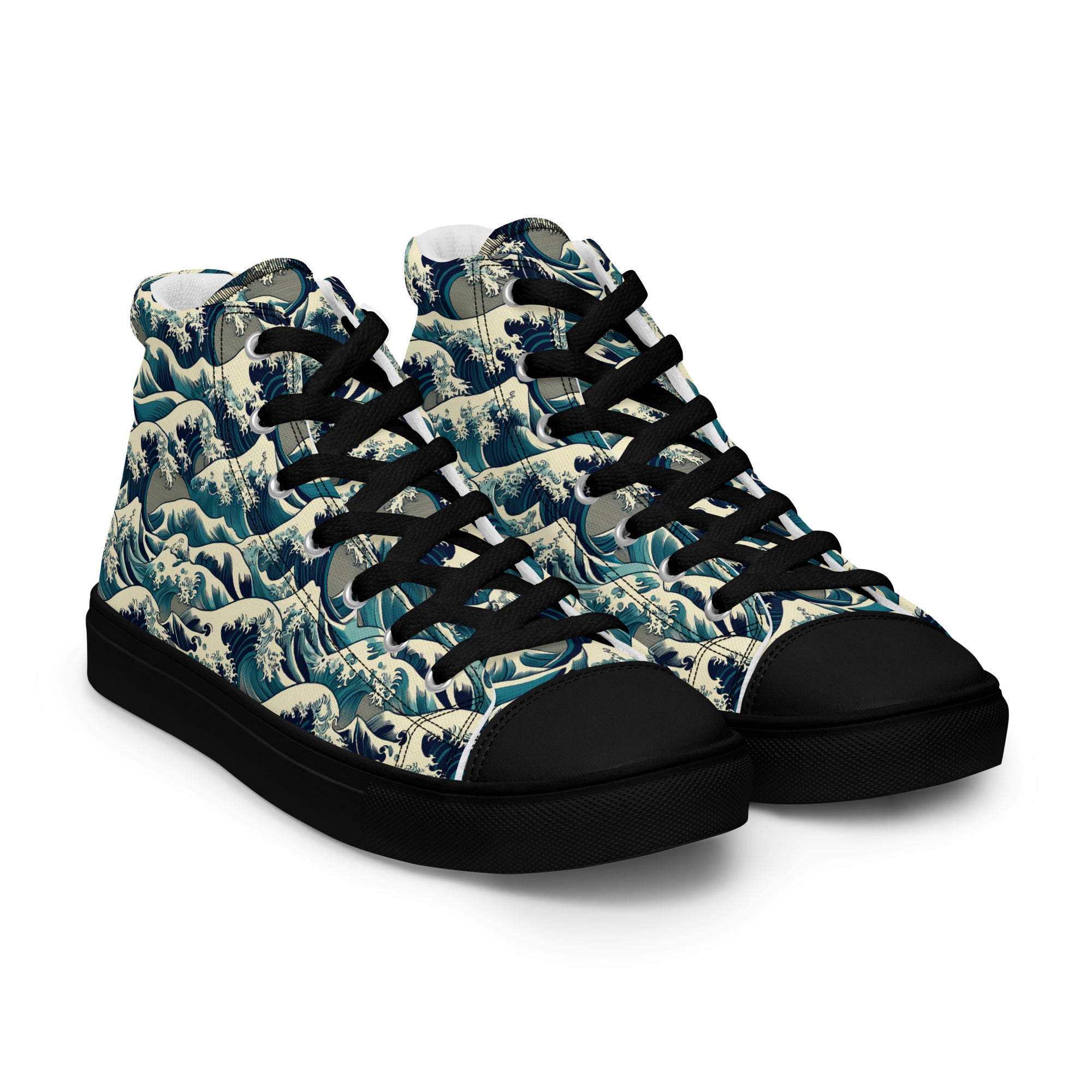 Hokusai 'The Great Wave off Kanagawa' High Top Shoes | Premium Art High Top Sneakers for Men