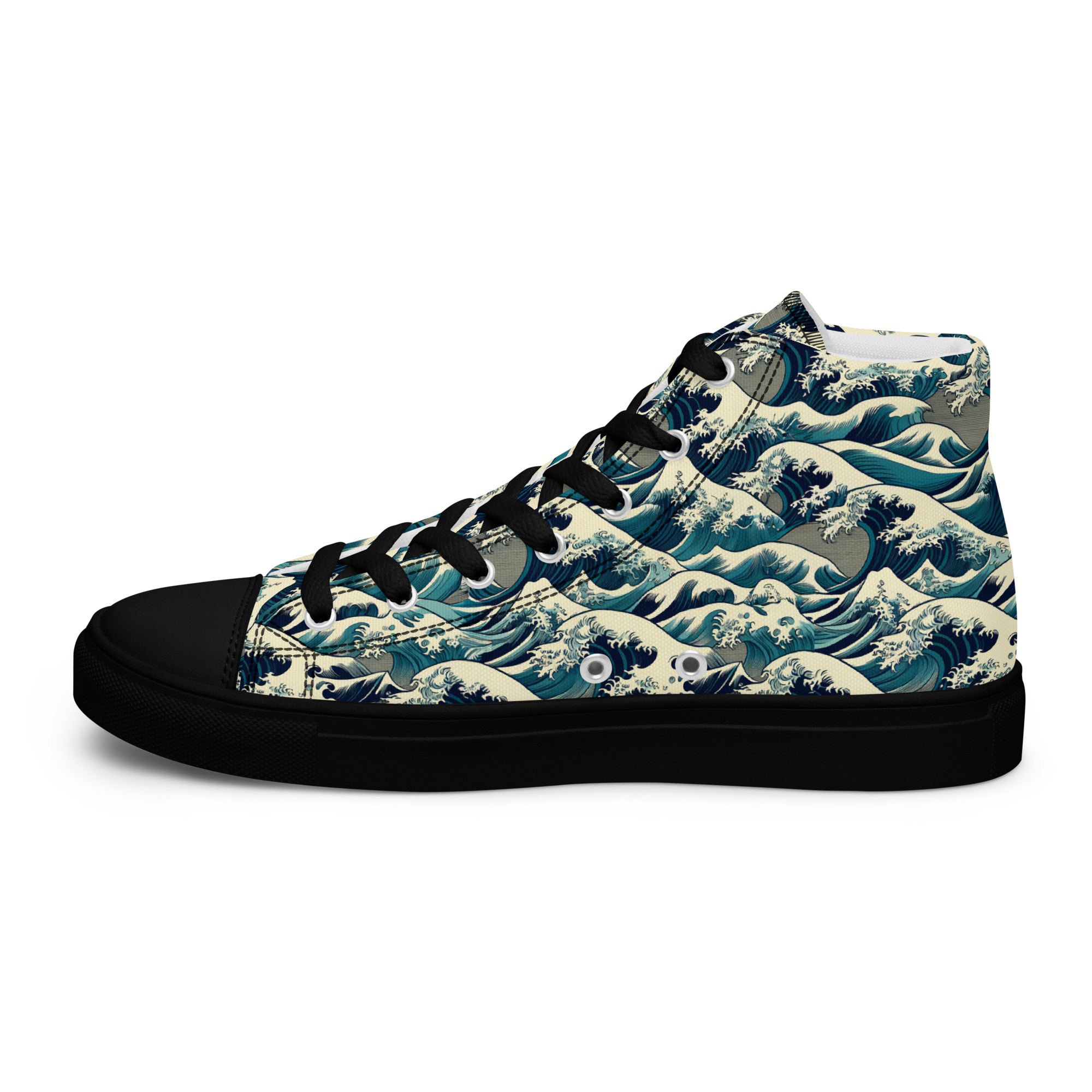 Hokusai 'The Great Wave off Kanagawa' High Top Shoes | Premium Art High Top Sneakers for Men