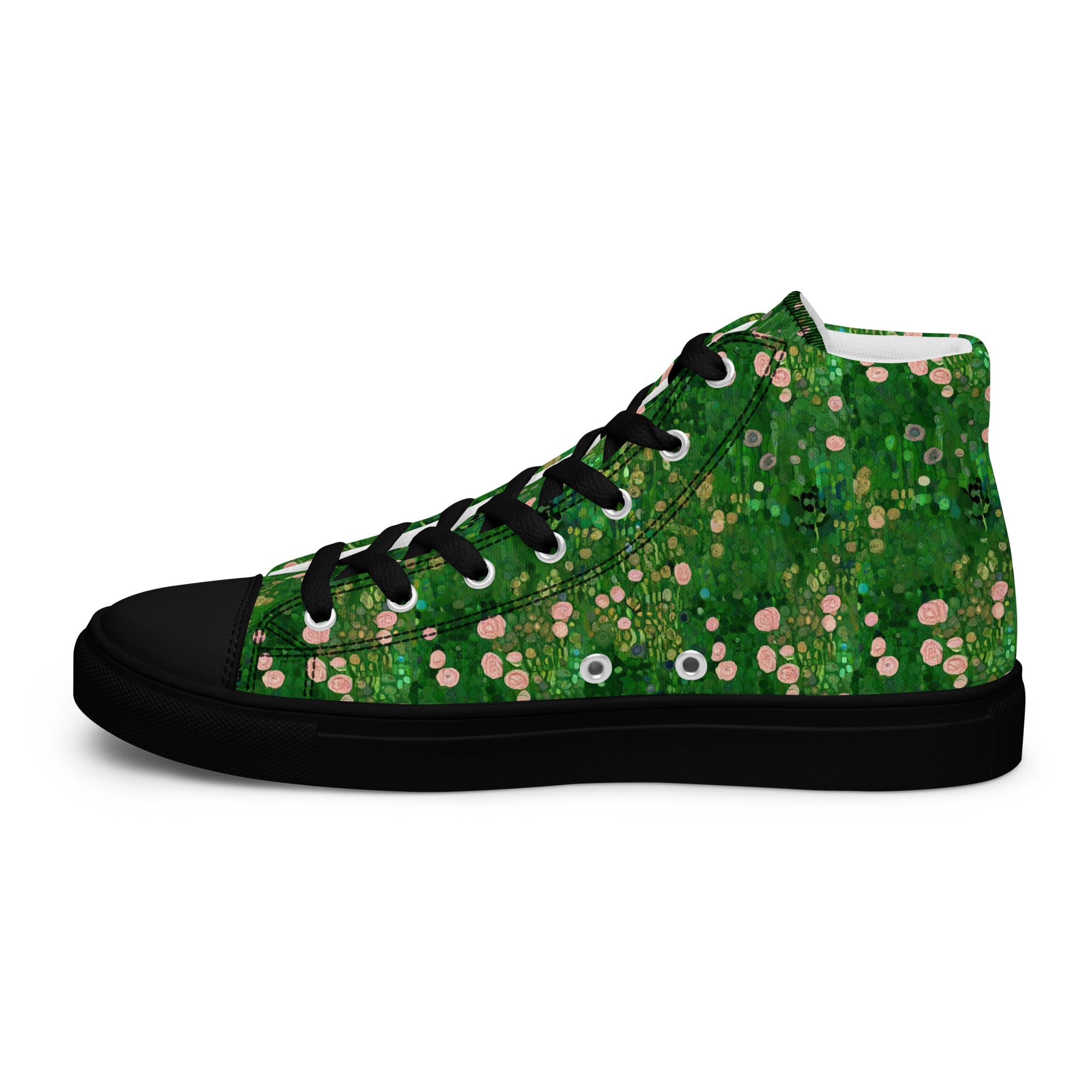 Gustav Klimt 'Rosebushes under the Trees' High Top Shoes | Premium Art High Top Sneakers for Men