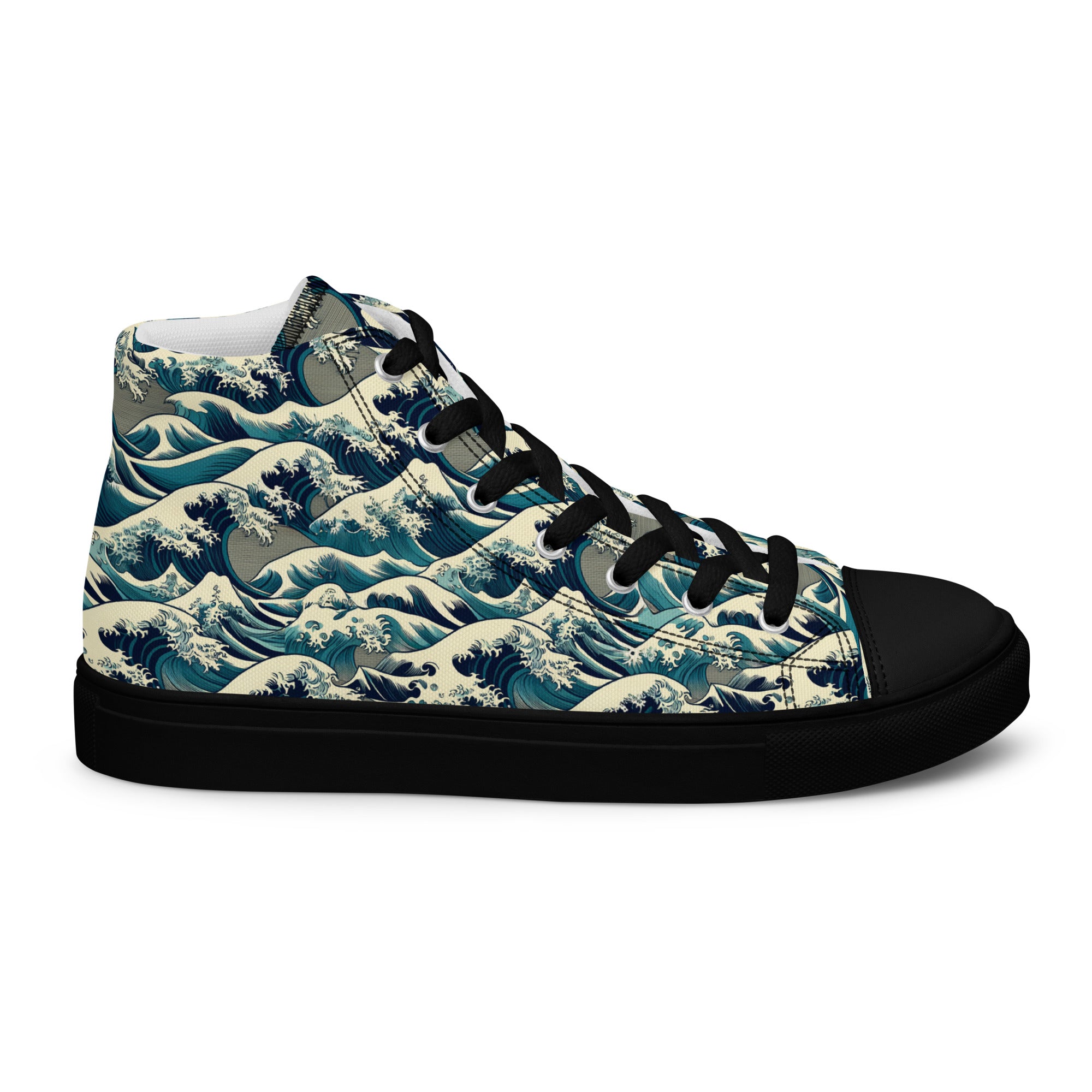Hokusai 'The Great Wave off Kanagawa' High Top Shoes | Premium Art High Top Sneakers for Men