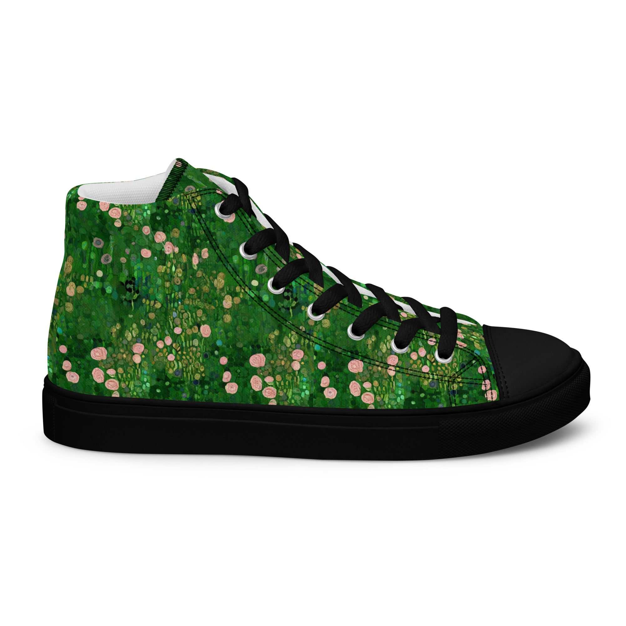 Gustav Klimt 'Rosebushes under the Trees' High Top Shoes | Premium Art High Top Sneakers for Men