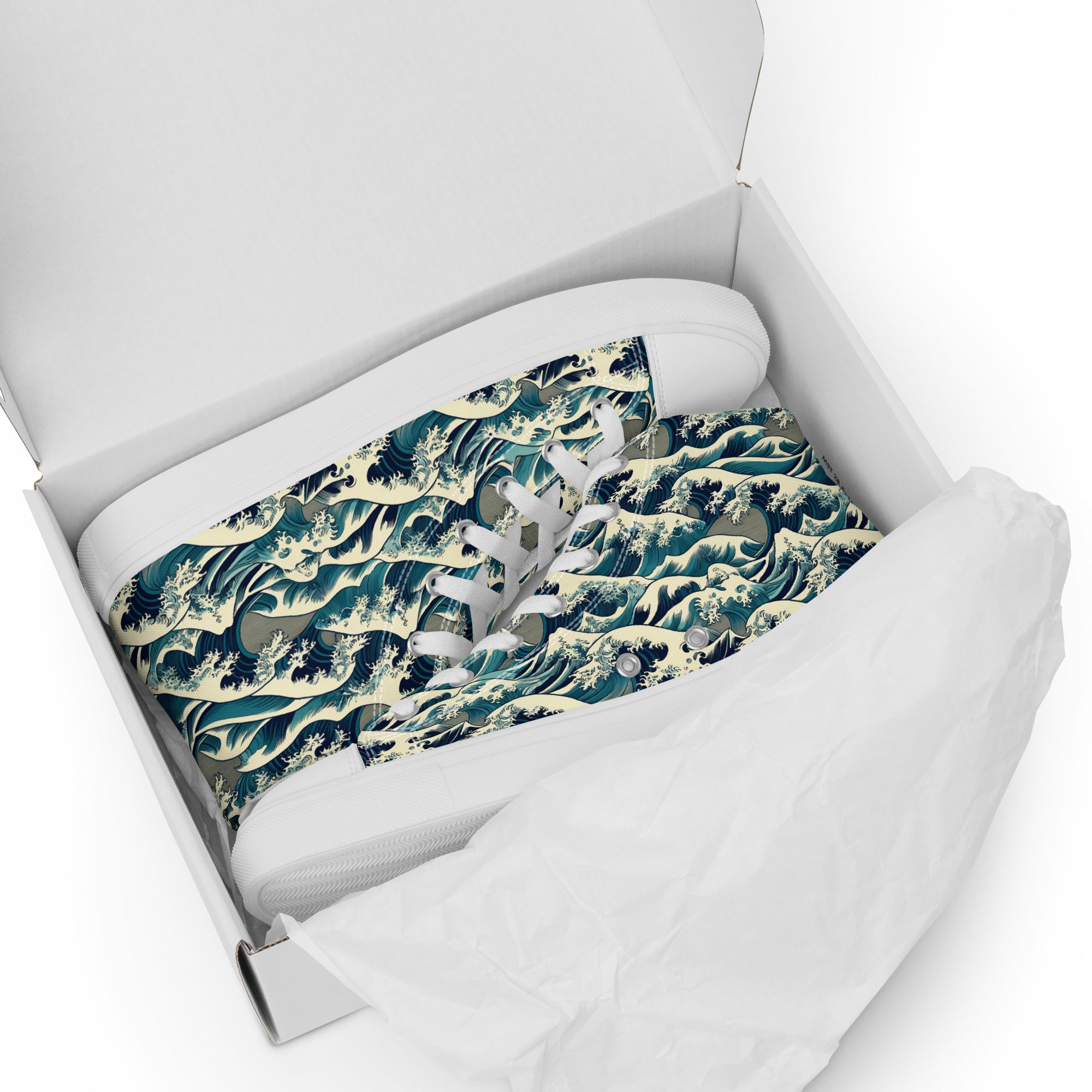 Hokusai 'The Great Wave off Kanagawa' High Top Shoes | Premium Art High Top Sneakers for Men