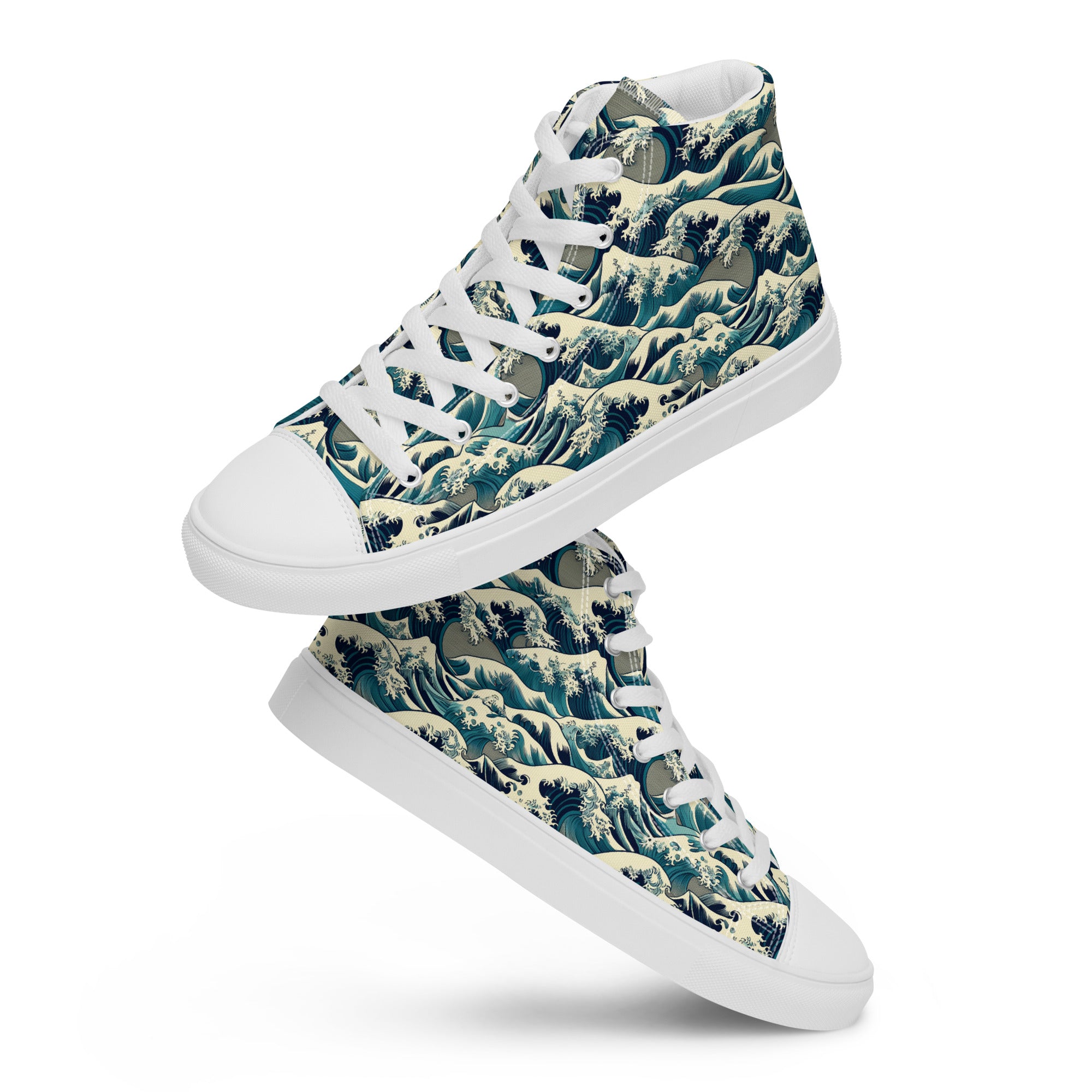 Hokusai 'The Great Wave off Kanagawa' High Top Shoes | Premium Art High Top Sneakers for Men