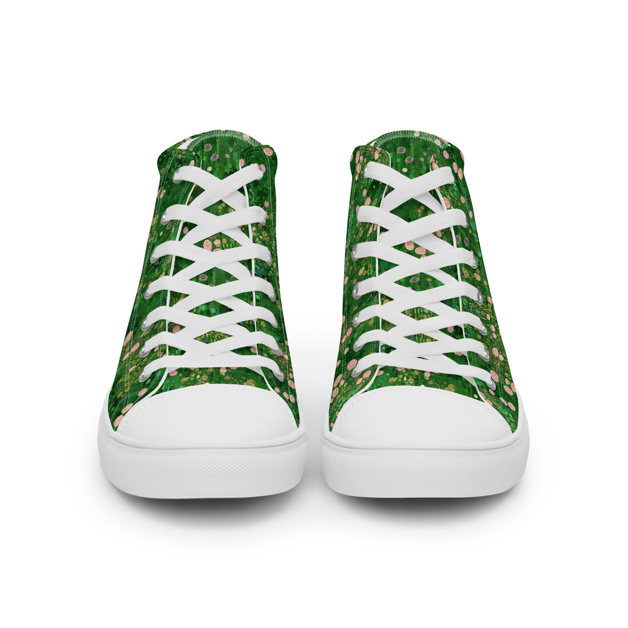 Gustav Klimt 'Rosebushes under the Trees' High Top Shoes | Premium Art High Top Sneakers for Men