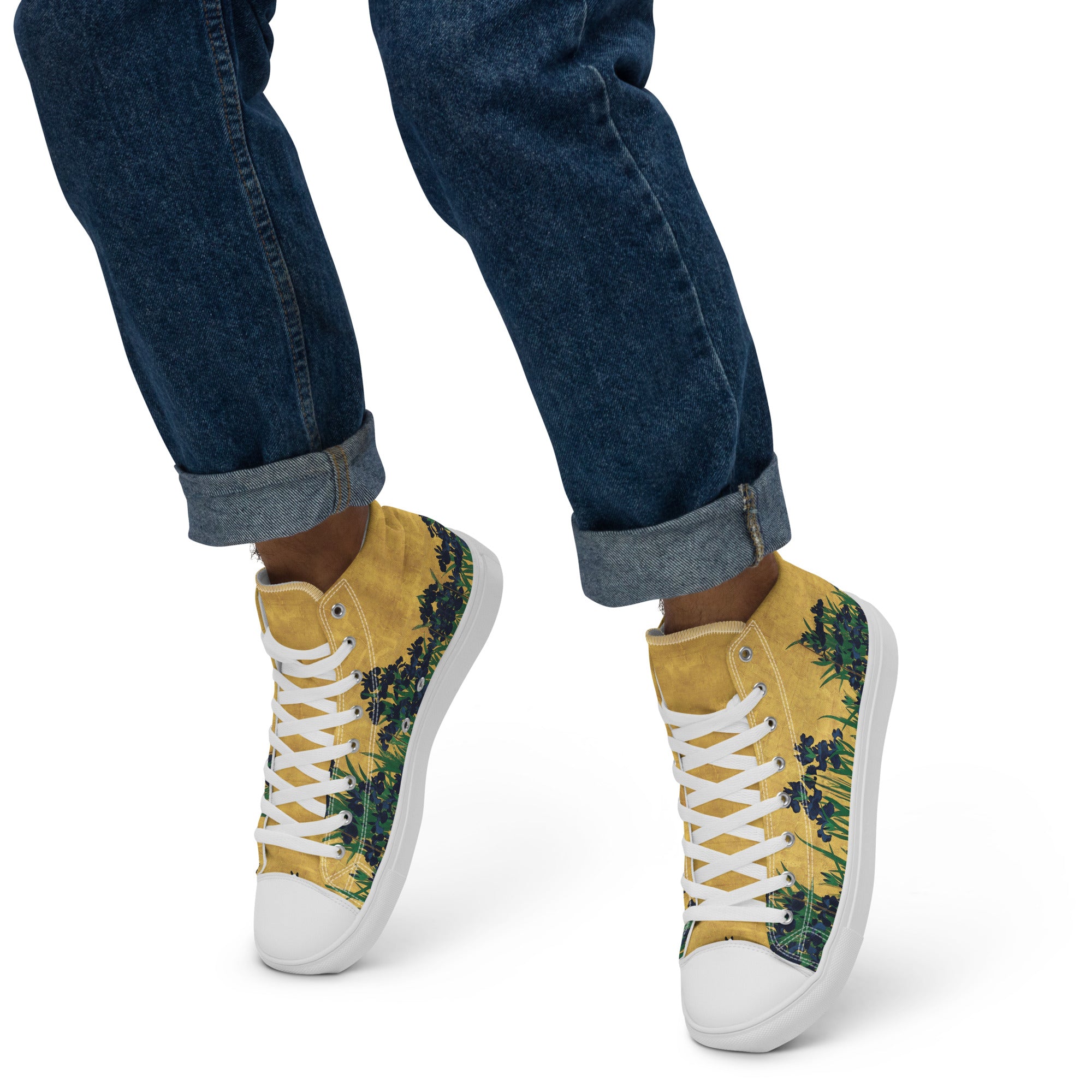 Ogata Kōrin ‘Irises’ High Top Shoes | Premium Art High Top Sneakers for Men