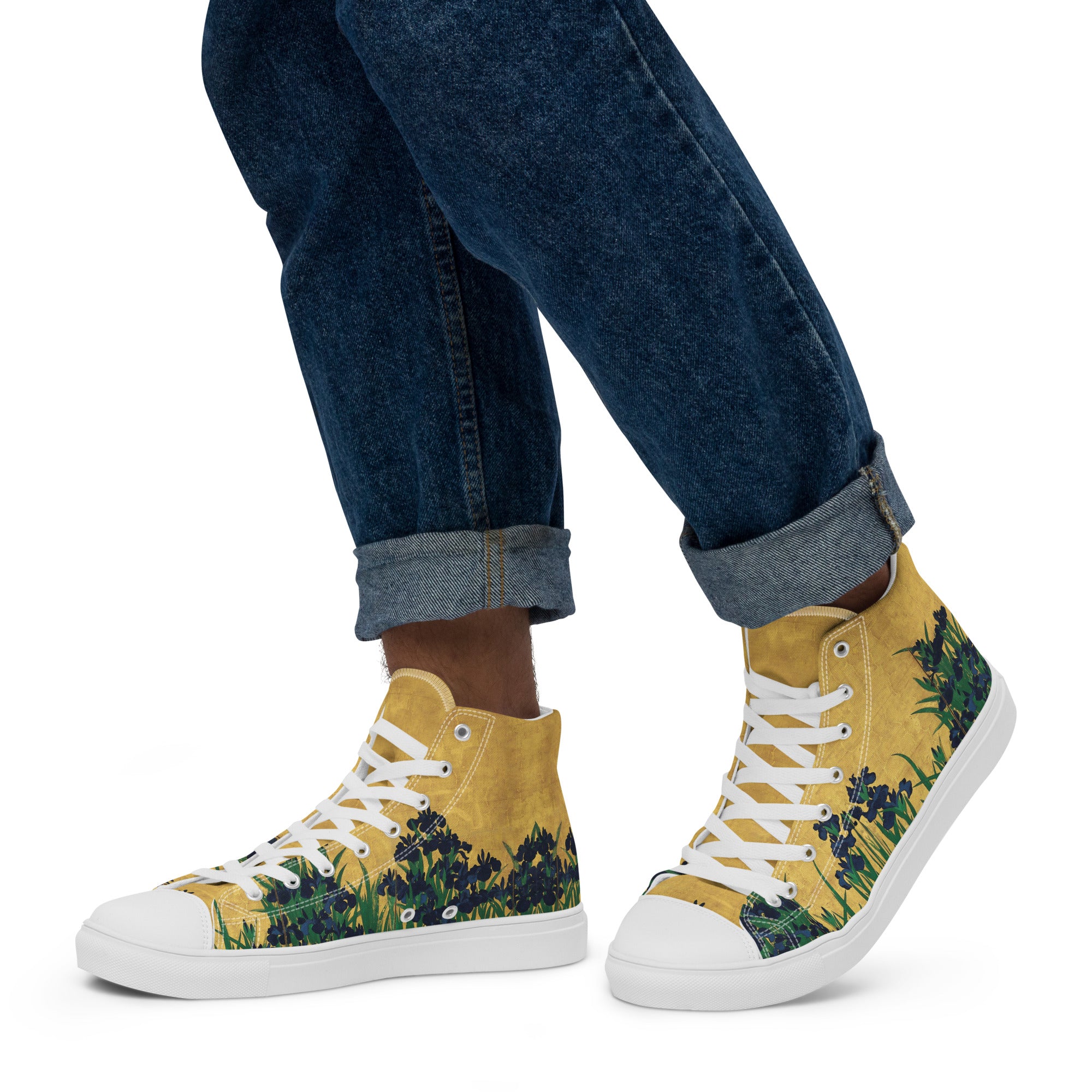 Ogata Kōrin ‘Irises’ High Top Shoes | Premium Art High Top Sneakers for Men