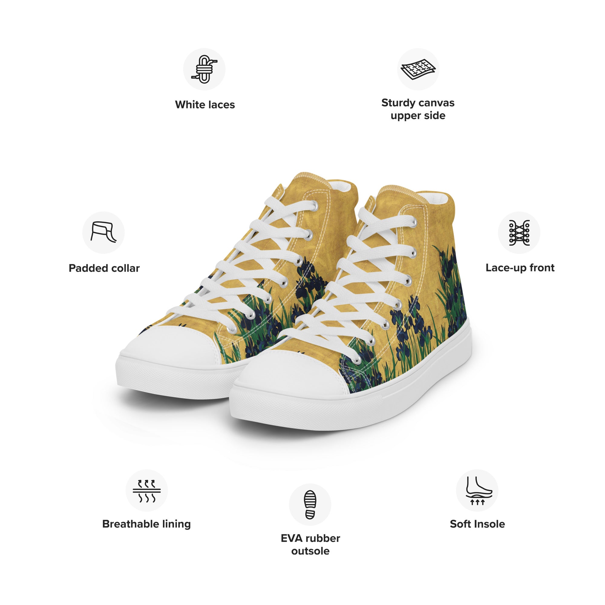 Ogata Kōrin ‘Irises’ High Top Shoes | Premium Art High Top Sneakers for Men