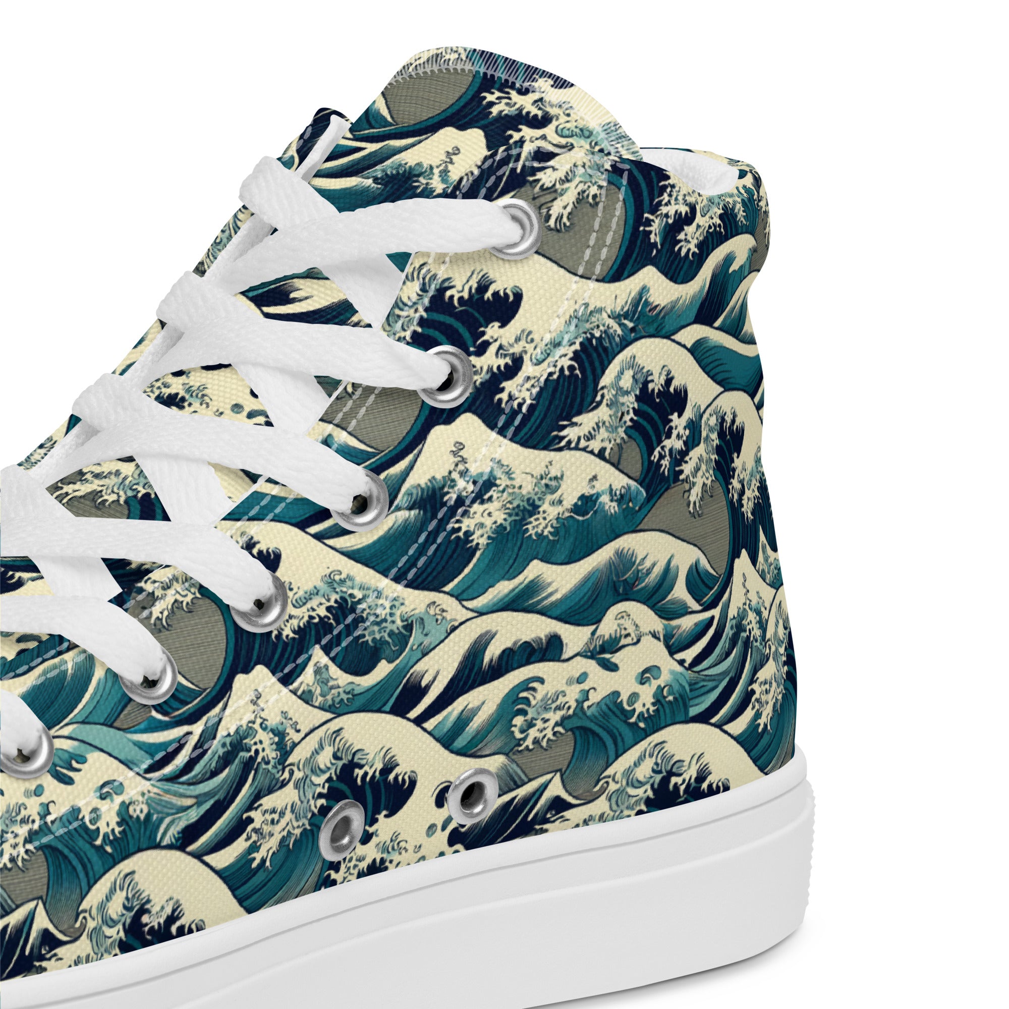 Hokusai 'The Great Wave off Kanagawa' High Top Shoes | Premium Art High Top Sneakers for Men