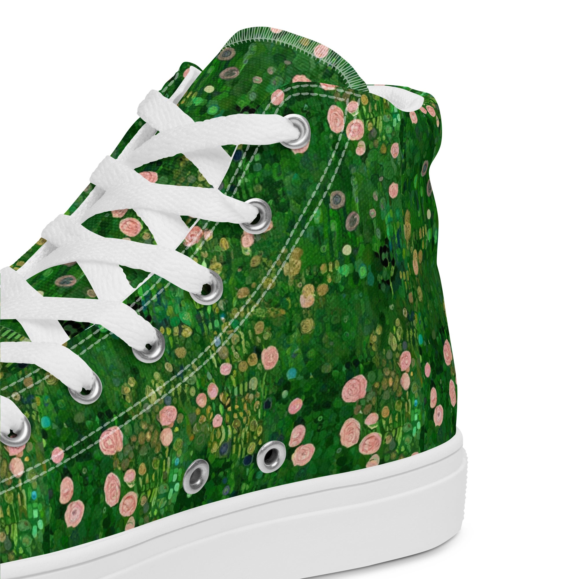 Gustav Klimt 'Rosebushes under the Trees' High Top Shoes | Premium Art High Top Sneakers for Men