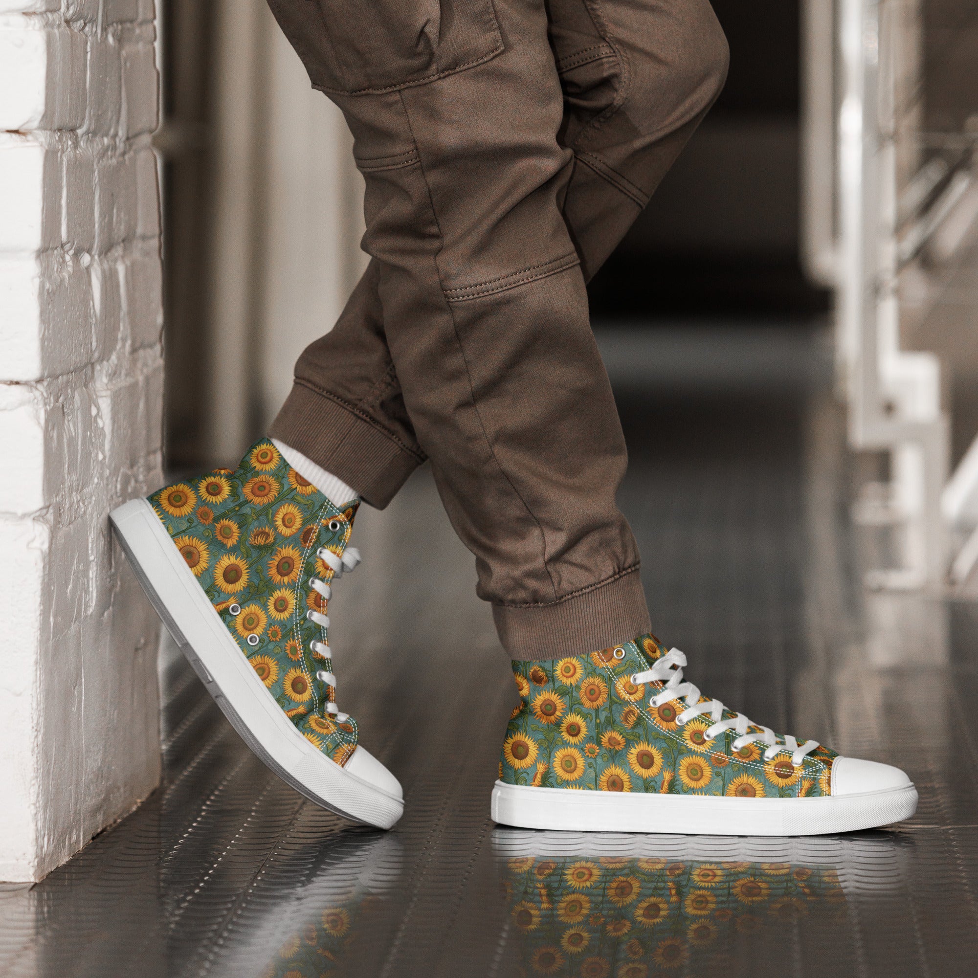 Vincent van Gogh „Sonnenblumen“ High-Top-Schuhe | Hochwertige Art High-Top-Sneaker für Männer