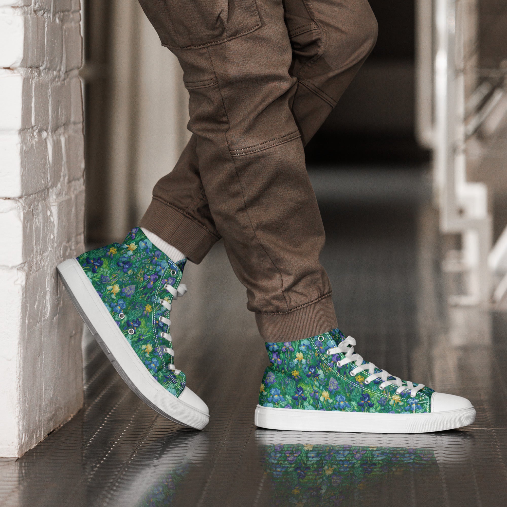 Vincent van Gogh 'Irises' High Top Shoes | Premium Art High Top Sneakers for Men