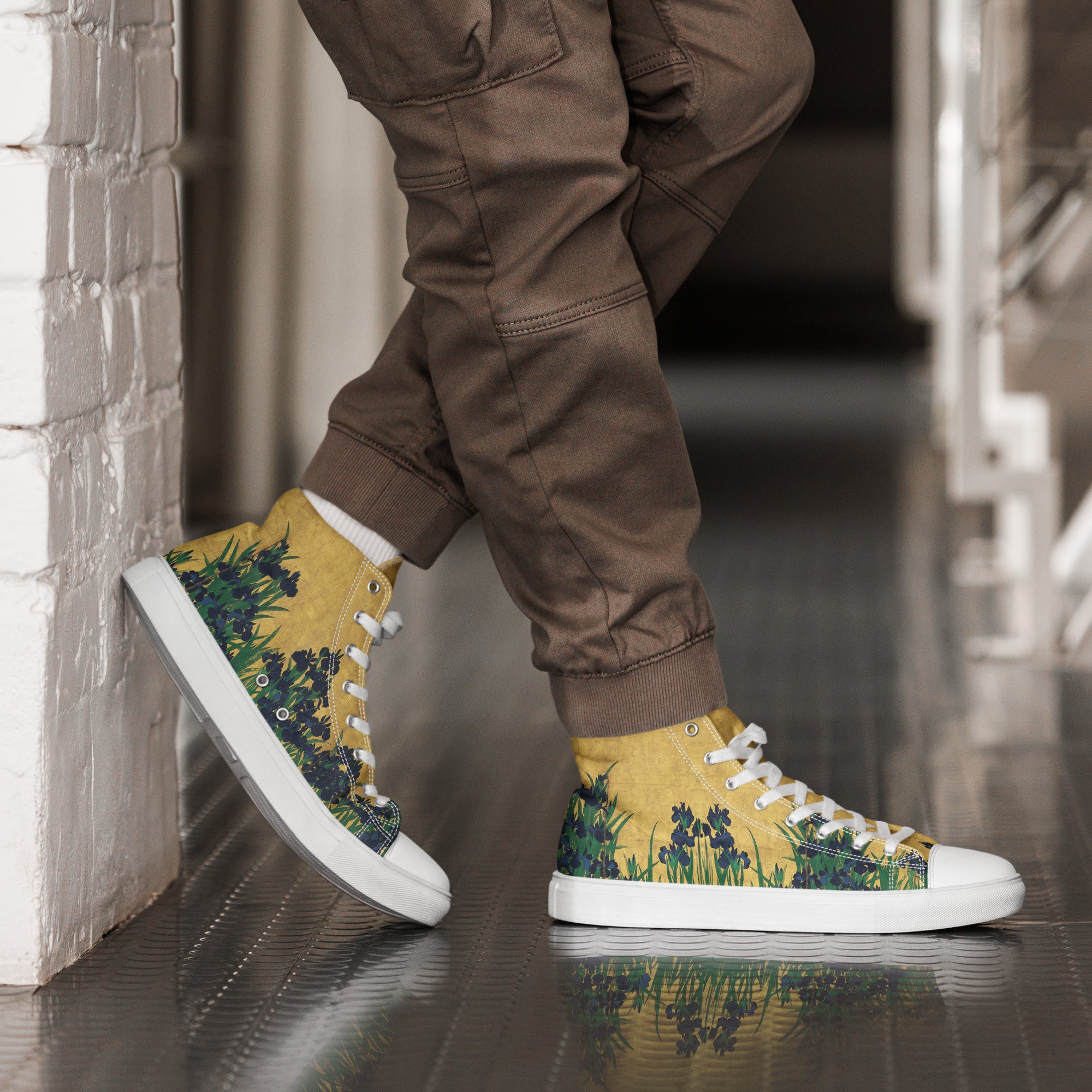 Ogata Kōrin ‘Irises’ High Top Shoes | Premium Art High Top Sneakers for Men