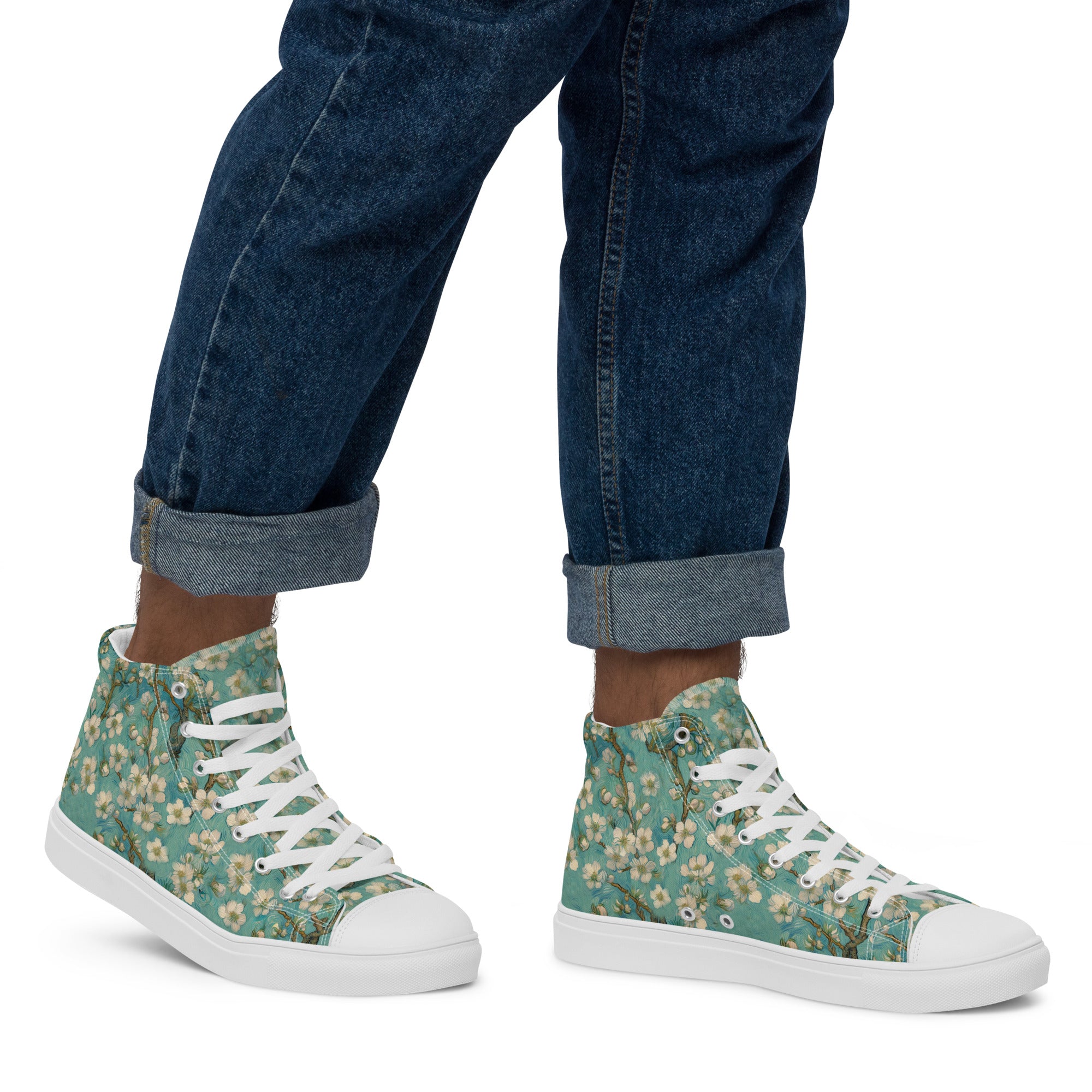 Vincent van Gogh „Mandelblüte“ High-Top-Schuhe | Hochwertige Art High-Top-Sneaker für Herren