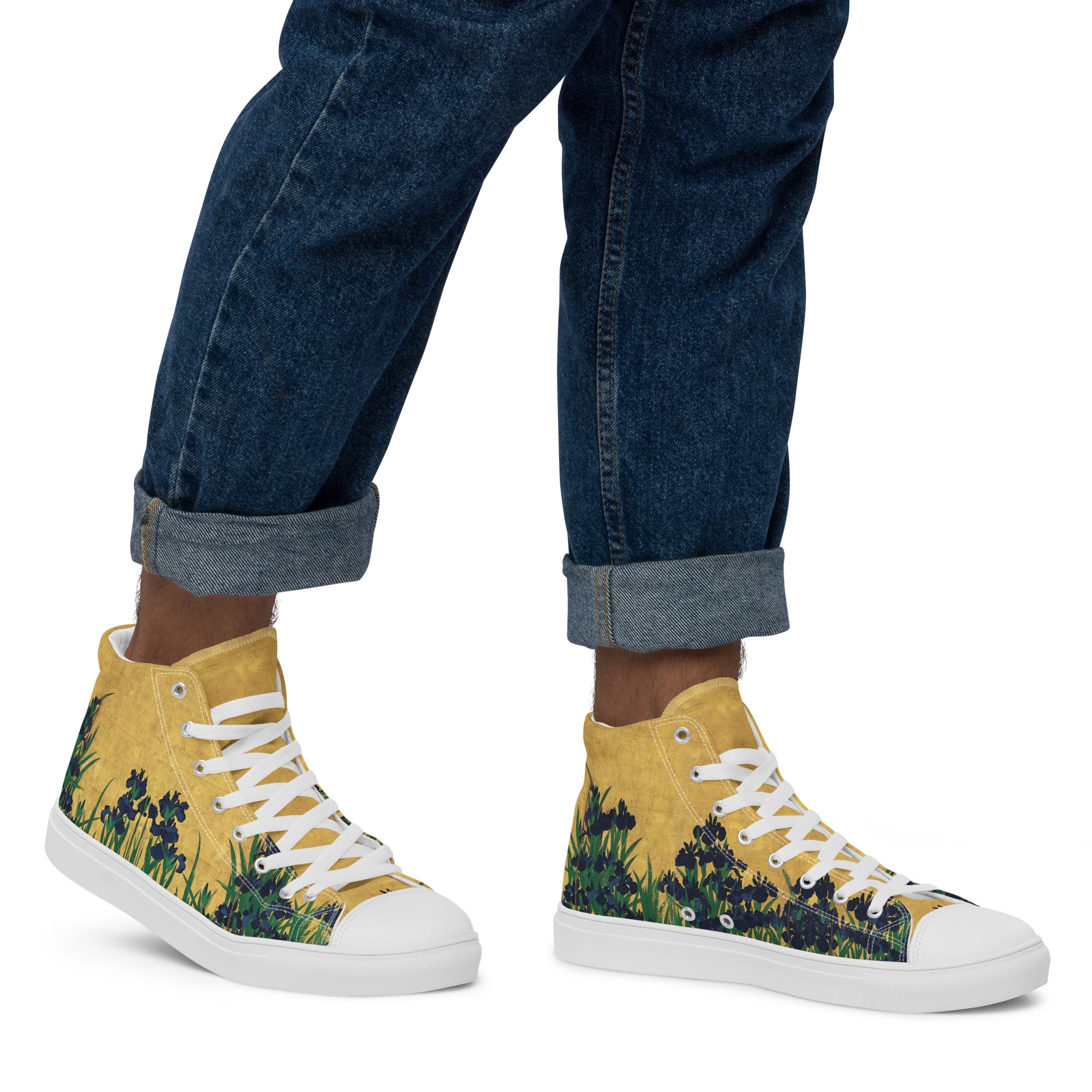 Ogata Kōrin ‘Irises’ High Top Shoes | Premium Art High Top Sneakers for Men