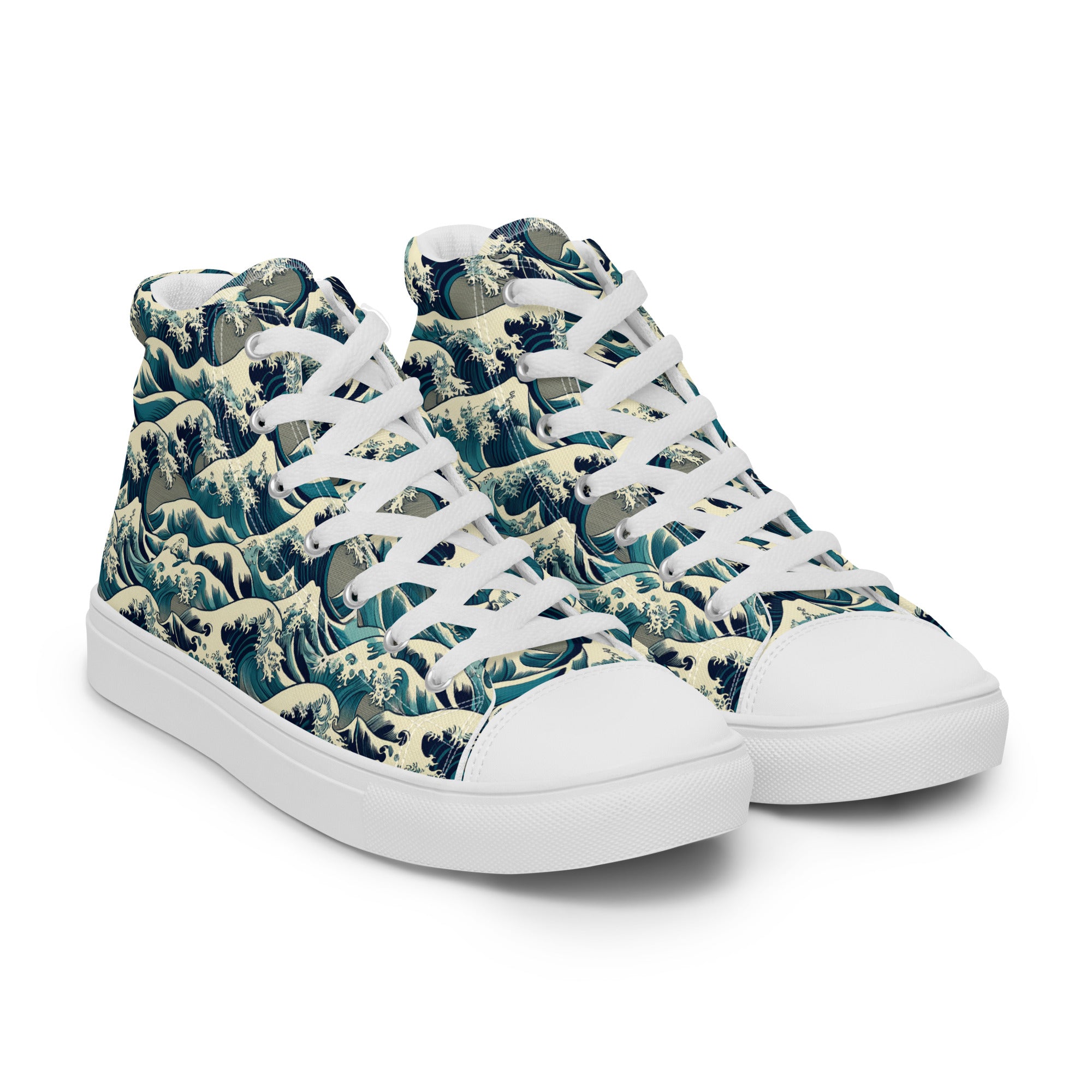 Hokusai 'The Great Wave off Kanagawa' High Top Shoes | Premium Art High Top Sneakers for Men