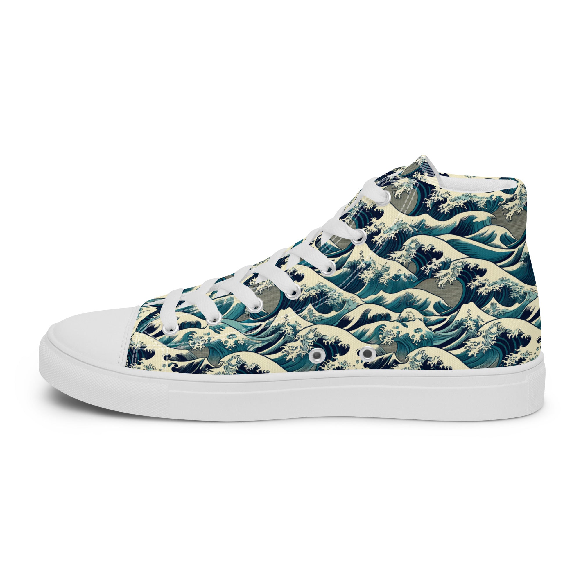 Hokusai 'The Great Wave off Kanagawa' High Top Shoes | Premium Art High Top Sneakers for Men