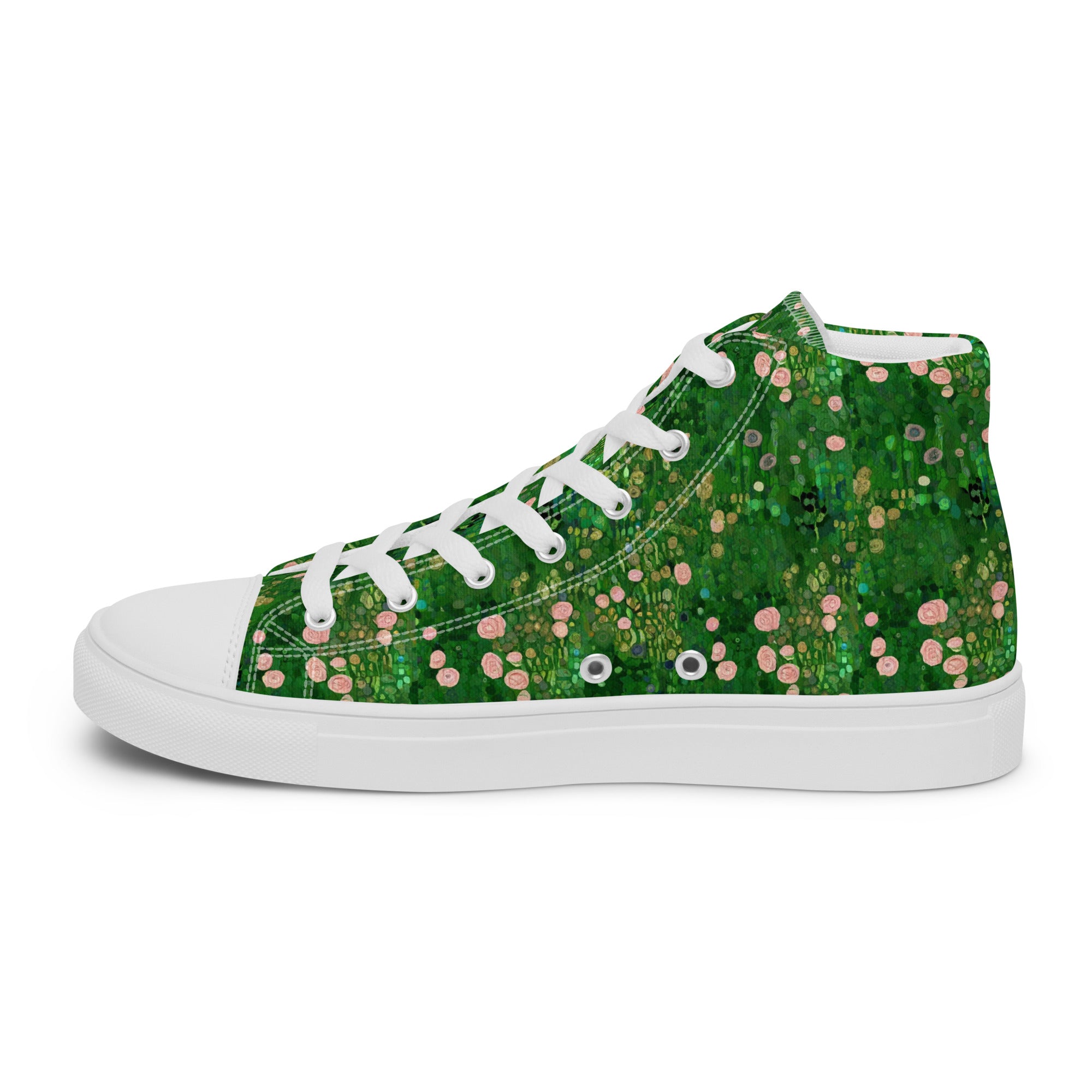 Gustav Klimt 'Rosebushes under the Trees' High Top Shoes | Premium Art High Top Sneakers for Men