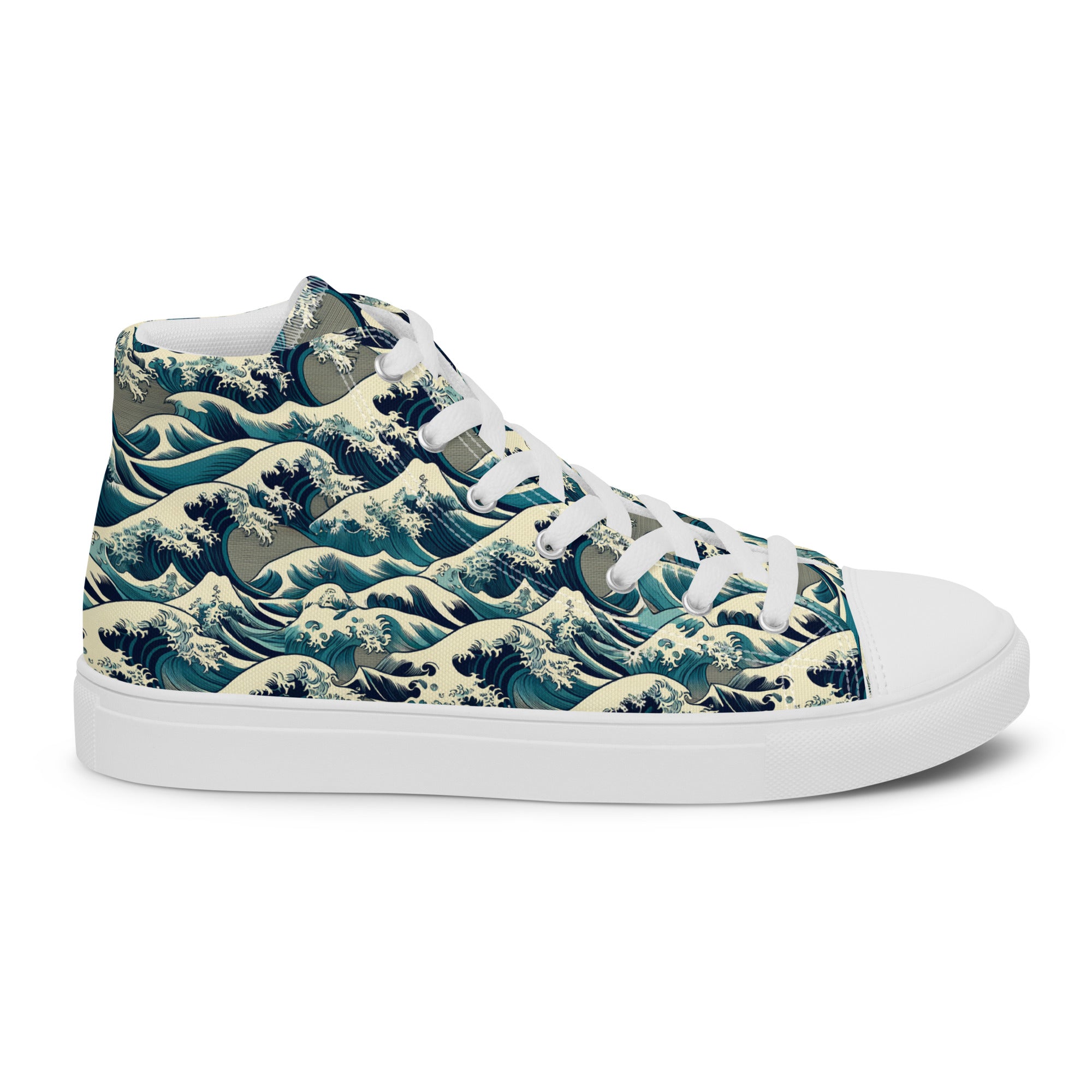 Hokusai 'The Great Wave off Kanagawa' High Top Shoes | Premium Art High Top Sneakers for Men