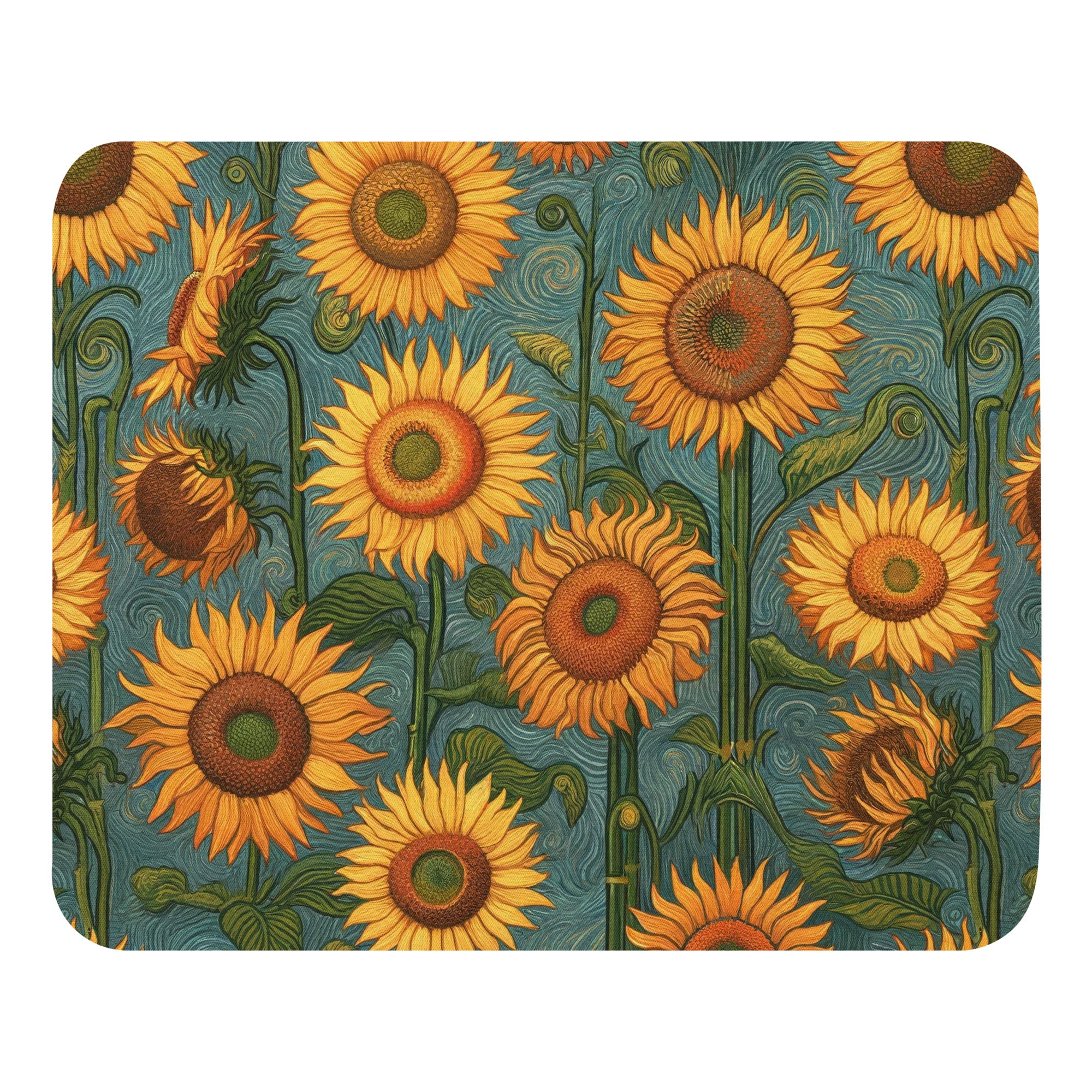 Mauspad mit berühmtem Gemälde „Sonnenblumen“ von Vincent van Gogh | Hochwertiges Kunst-Mauspad