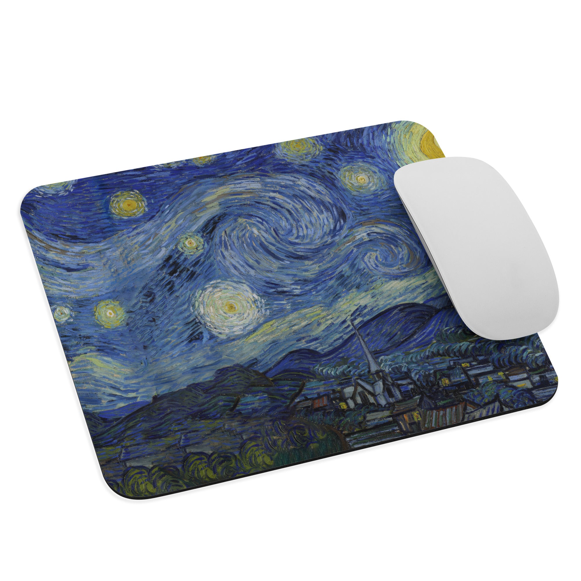 Mauspad mit berühmtem Gemälde „Sternennacht“ von Vincent van Gogh | Hochwertiges Kunst-Mauspad
