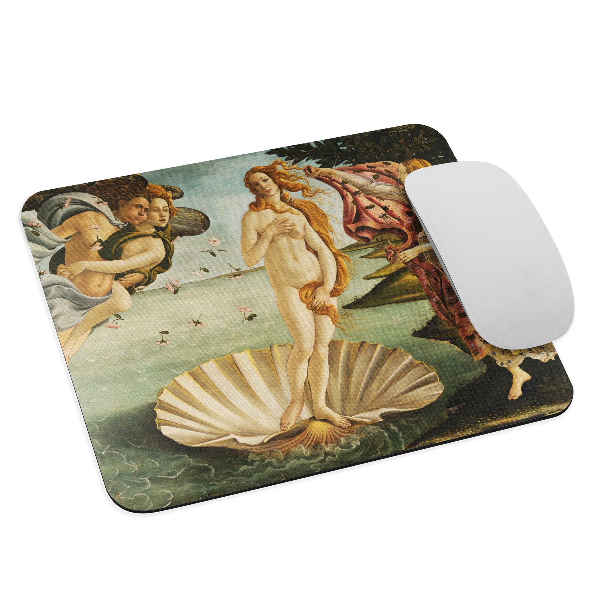 Mauspad mit berühmtem Gemälde „Die Geburt der Venus“ von Sandro Botticelli | Hochwertiges Kunst-Mauspad