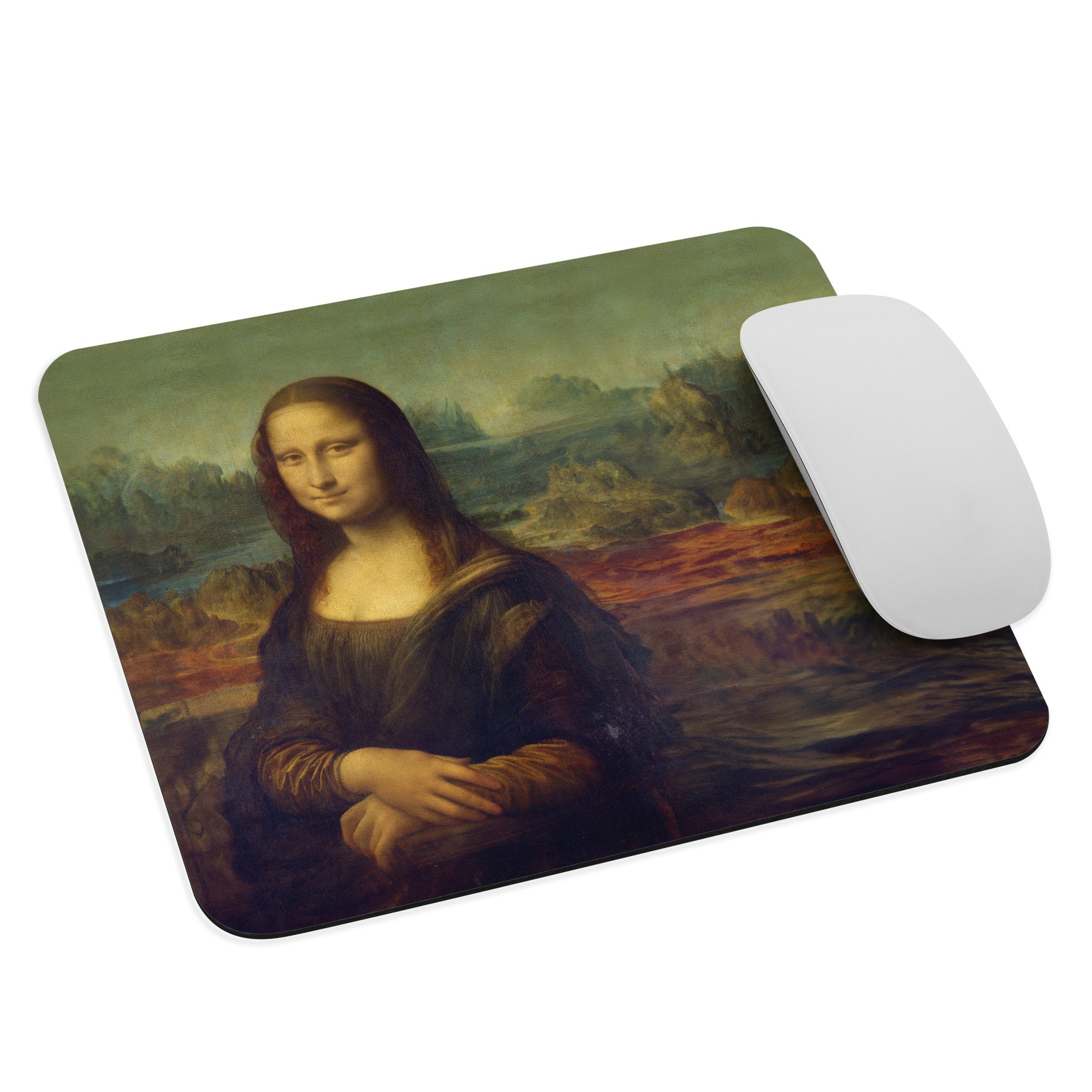 Mauspad „Mona Lisa“, berühmtes Gemälde von Leonardo da Vinci, Premium-Kunst-Mauspad