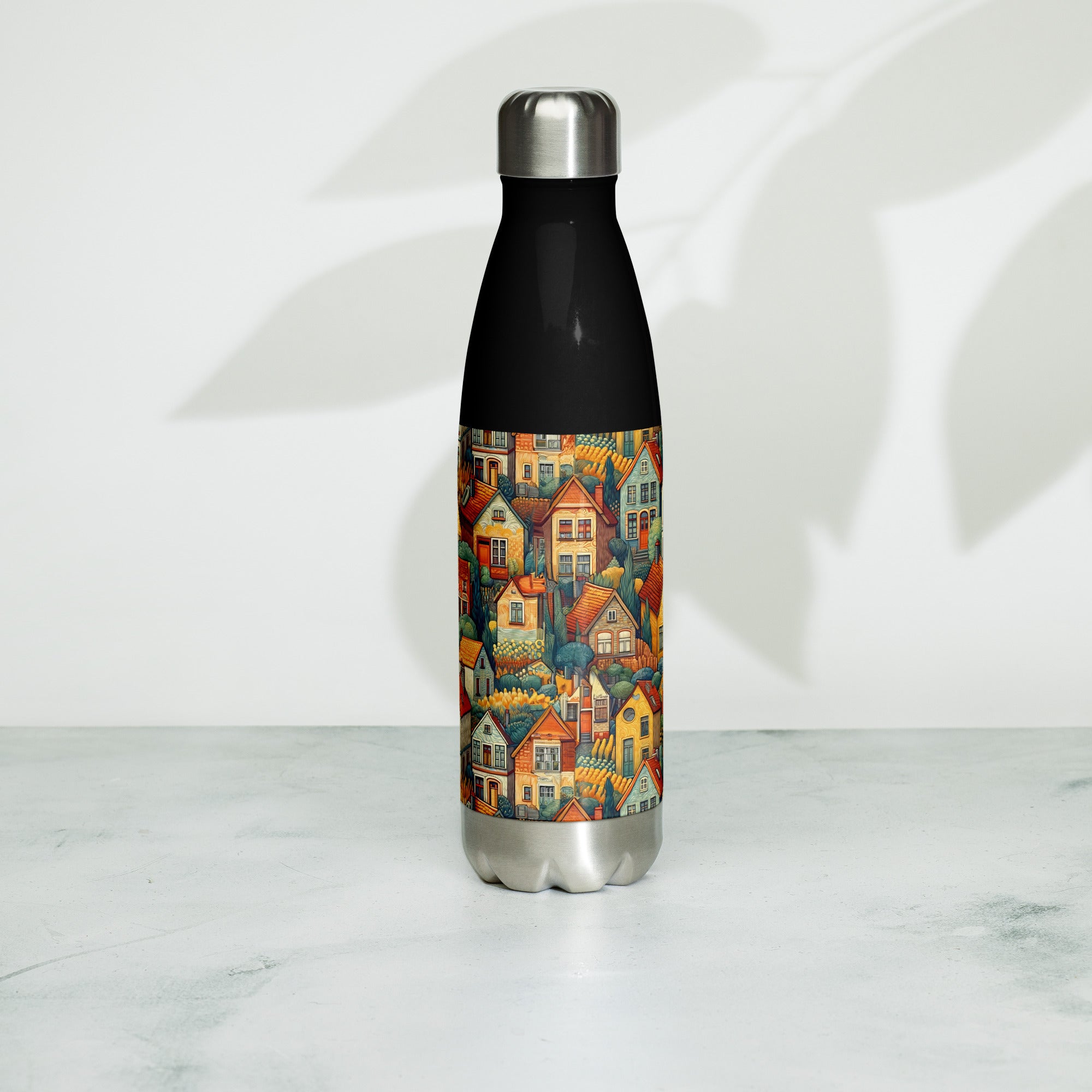 Vincent van Gogh 'Houses at Auvers' Famous Painting Water Bottle | Stainless Steel Art Water Bottle