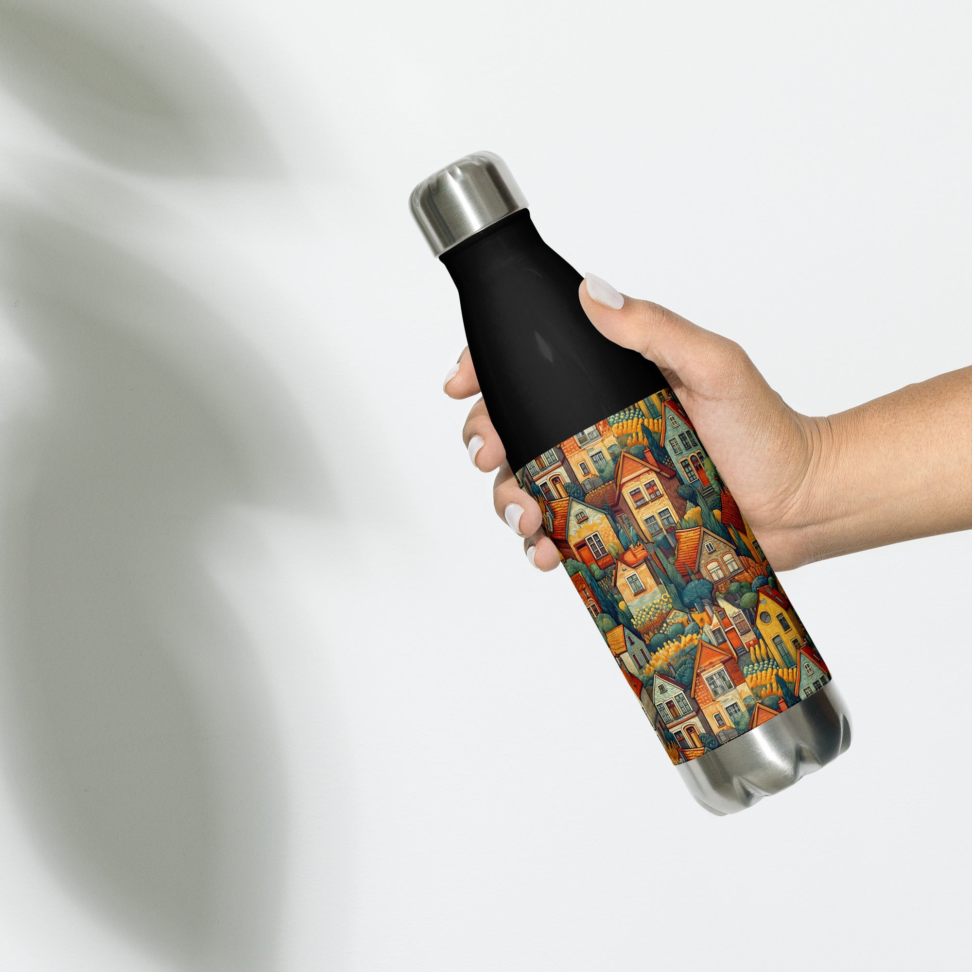 Vincent van Gogh 'Houses at Auvers' Famous Painting Water Bottle | Stainless Steel Art Water Bottle