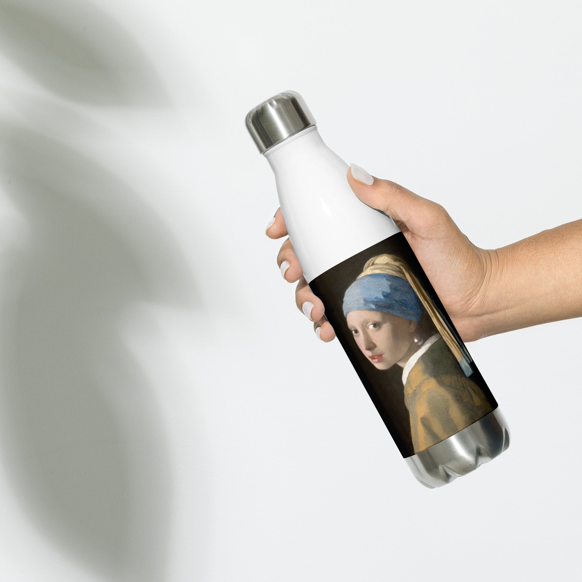 Wasserflasche mit berühmtem Gemälde „Mädchen mit Perlenohrring“ von Johannes Vermeer | Kunst-Wasserflasche aus Edelstahl