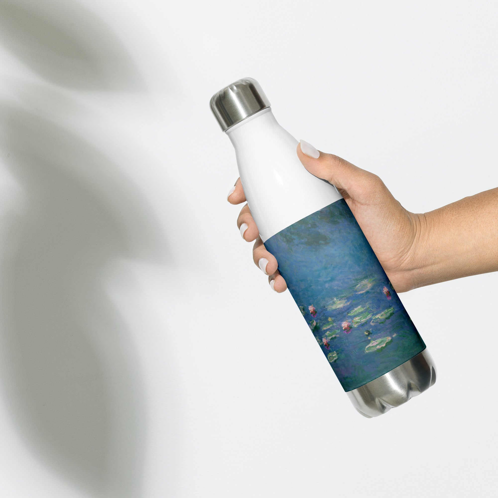 Wasserflasche mit berühmtem Gemälde „Seerosen“ von Claude Monet, Kunst-Wasserflasche aus Edelstahl