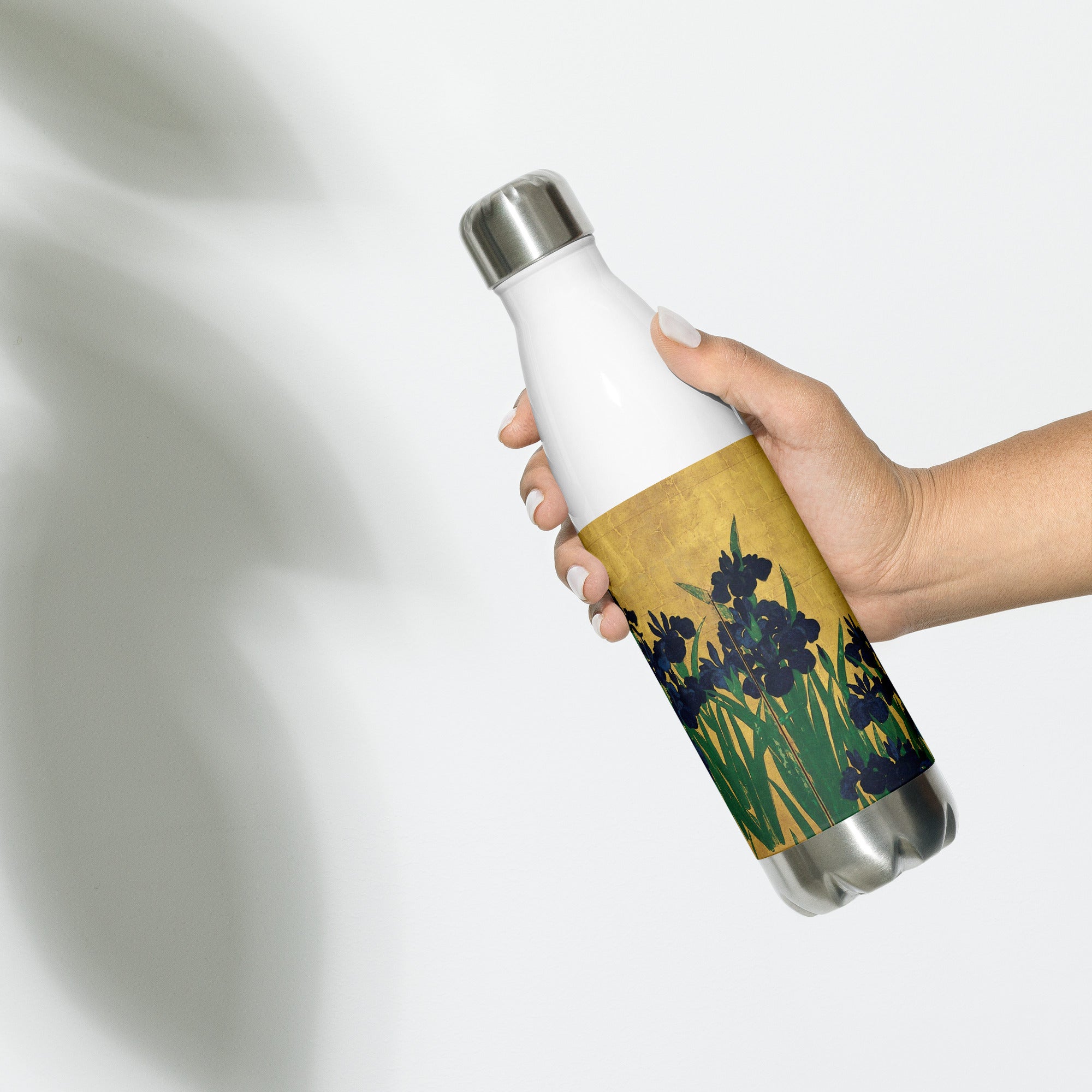 Ogata Kōrin 'Iris' berühmtes Gemälde Wasserflasche | Kunst-Wasserflasche aus Edelstahl