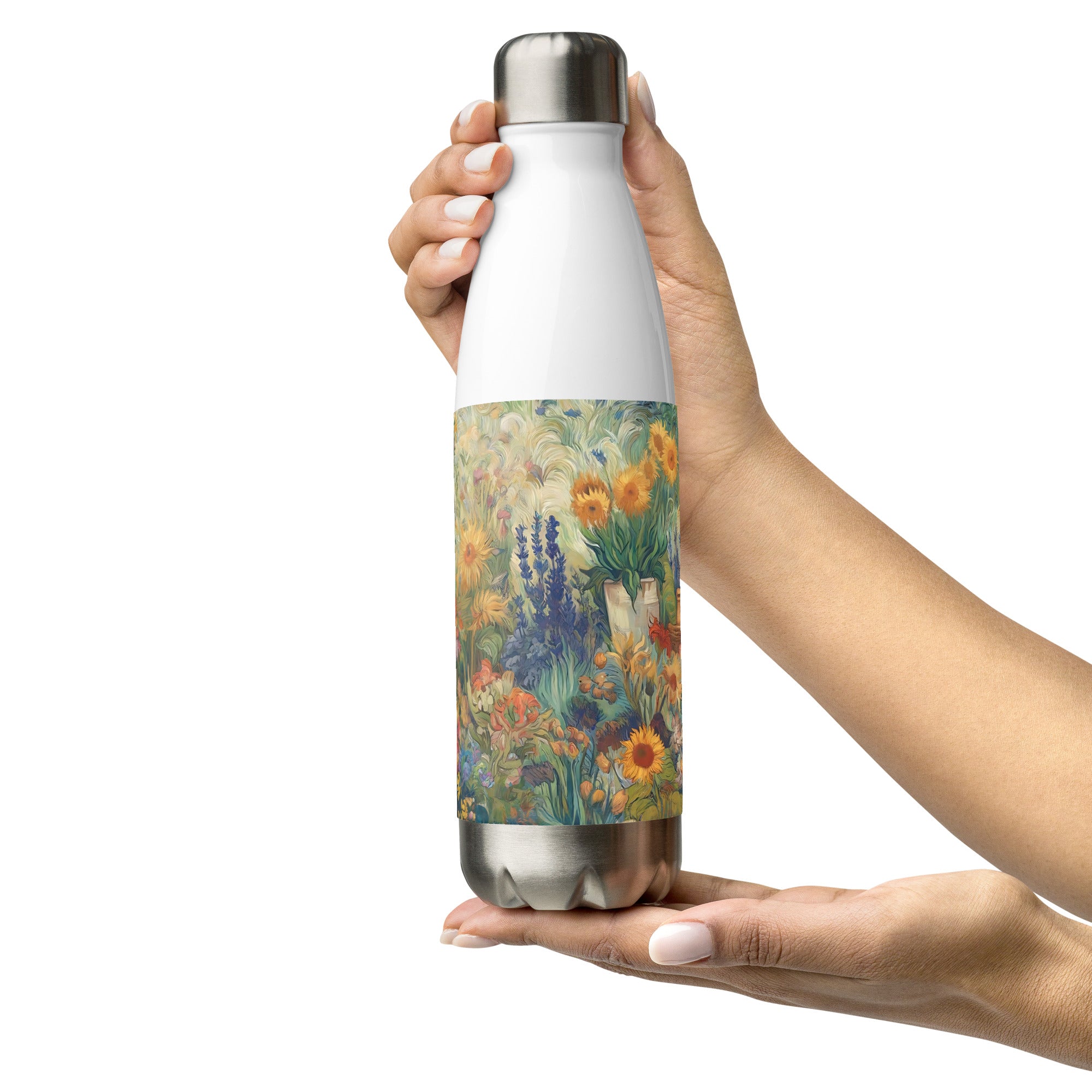 Wasserflasche mit berühmtem Gemälde „Garten in Arles“ von Vincent van Gogh | Kunst-Wasserflasche aus Edelstahl