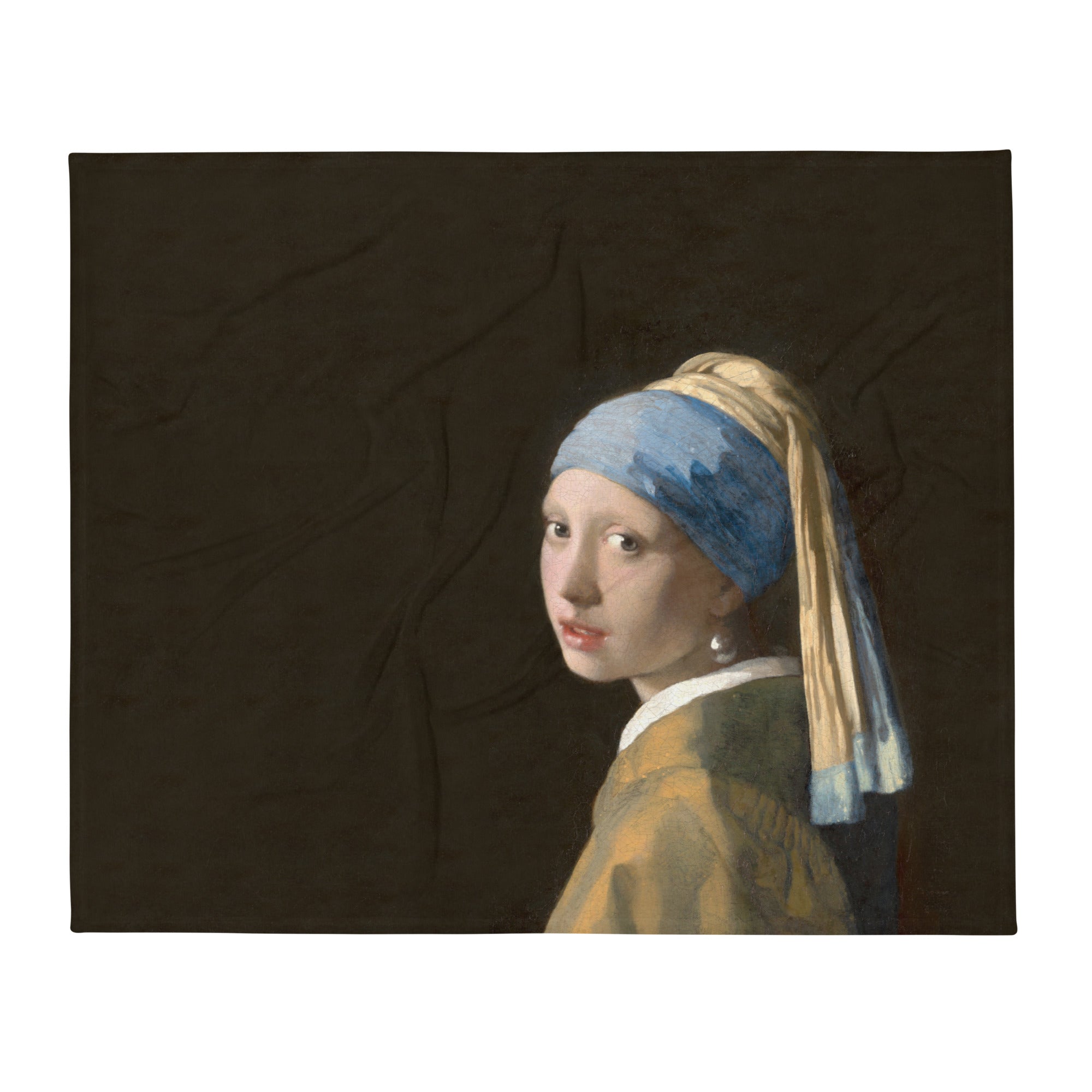 Johannes Vermeer „Das Mädchen mit dem Perlenohrgehänge“, berühmtes Gemälde, Überwurfdecke, horizontal, hochwertiger Kunstüberwurf