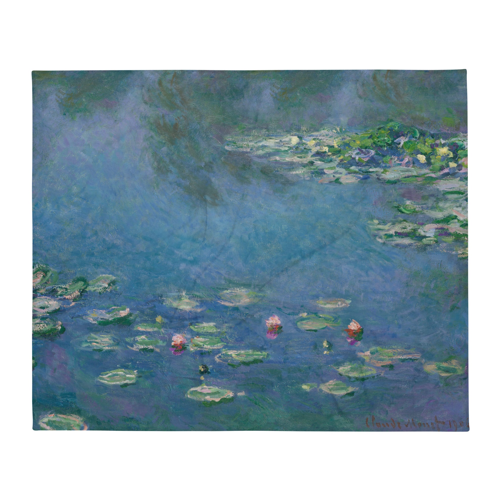 Überwurfdecke „Seerosen“ von Claude Monet, berühmtes Gemälde, hochwertiger Kunstüberwurf