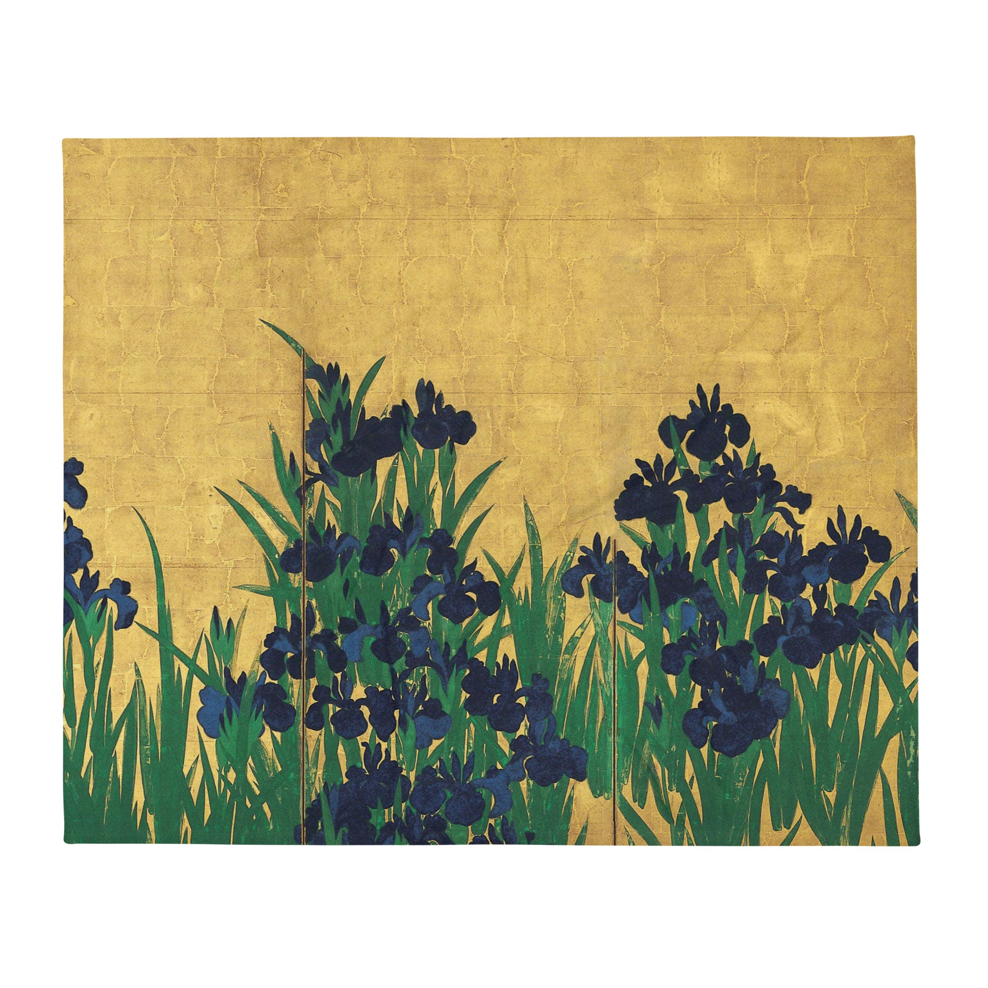 Ogata Kōrin ‘Irises’ Famous Painting Throw Blanket | Premium Art Throw