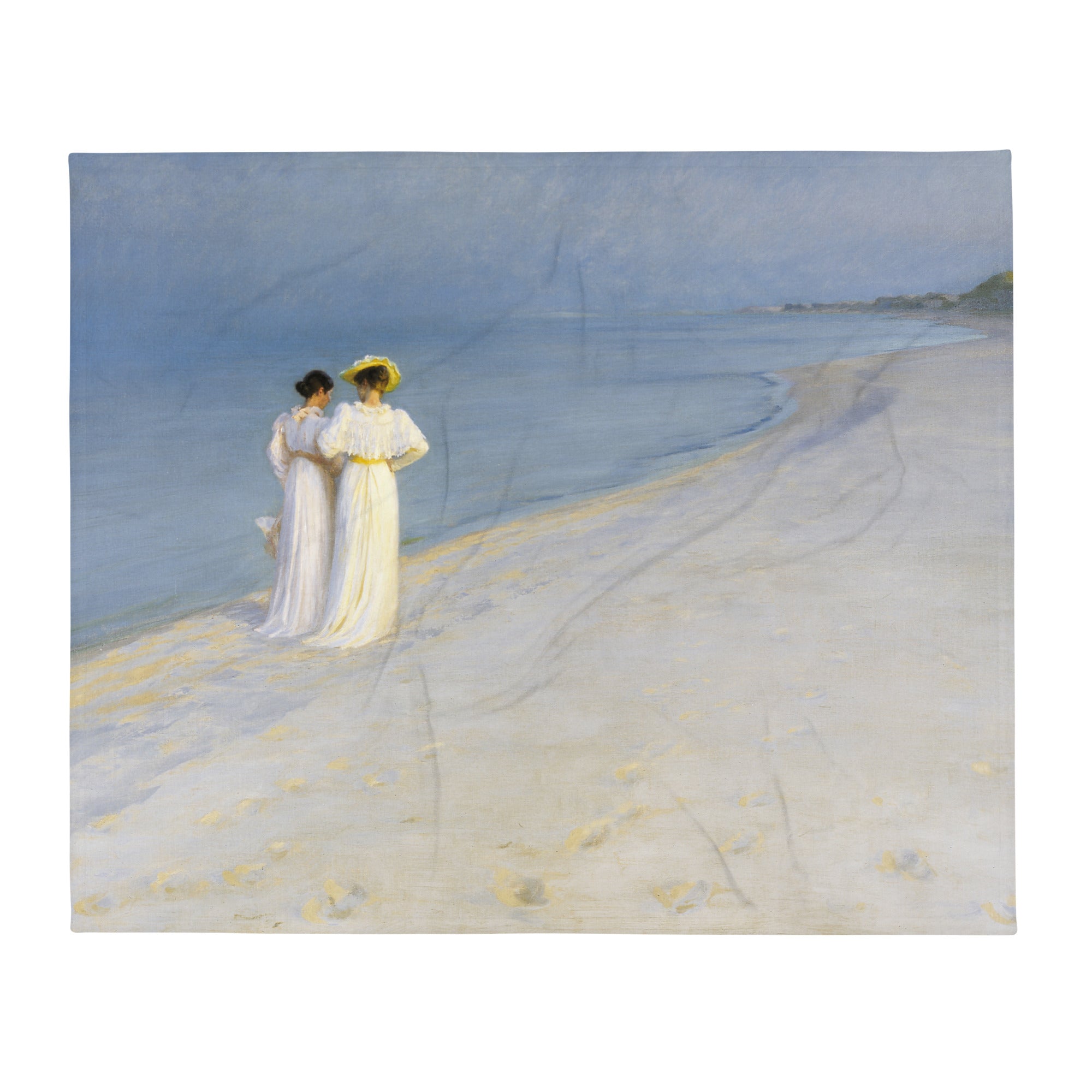P.S. Krøyer 'Summer Evening on Skagen's Southern Beach' Famous Painting Throw Blanket | Premium Art Throw