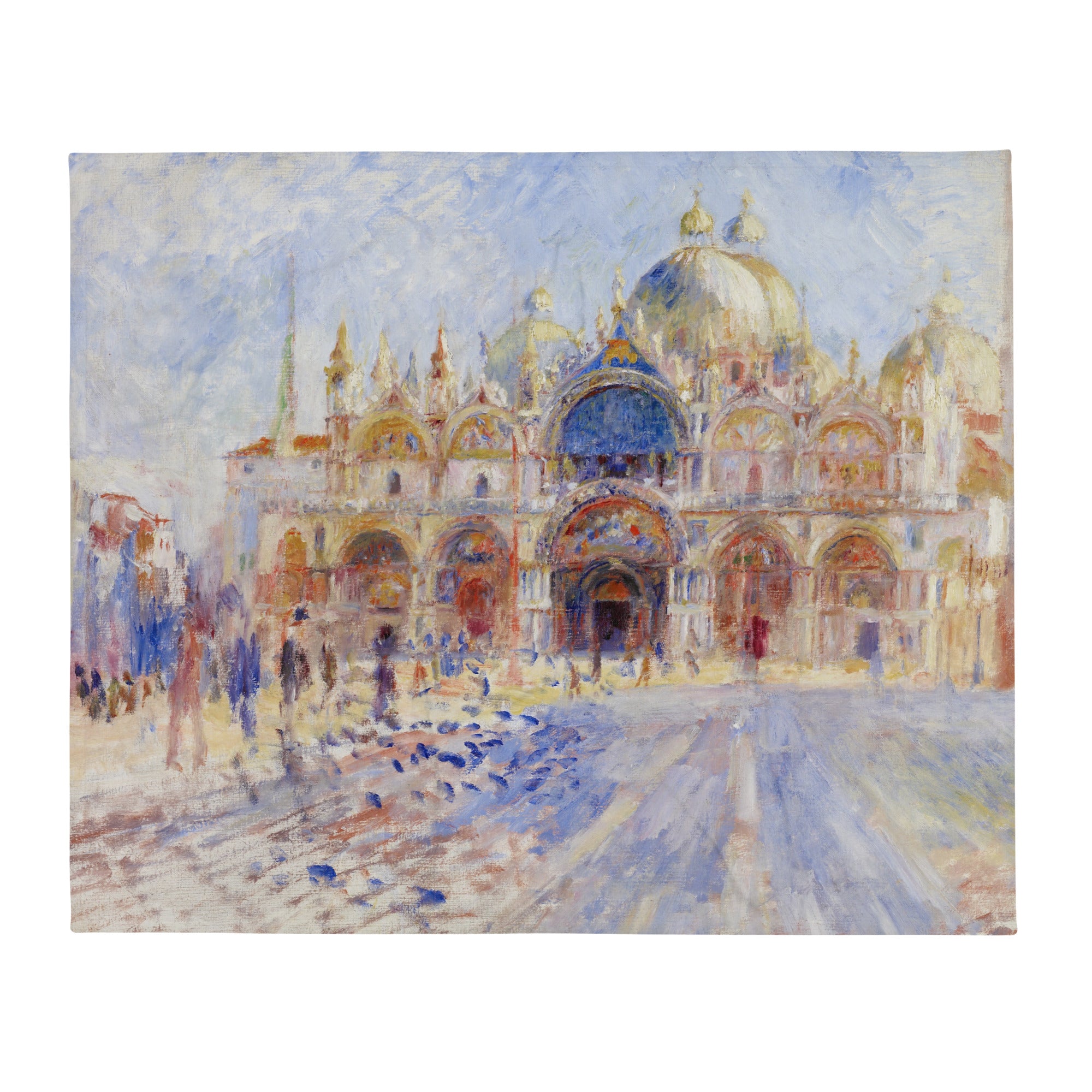 Pierre-Auguste Renoir - Überwurfdecke mit berühmtem Gemälde „Der Markusplatz, Venedig“ | Hochwertiger Kunstüberwurf 