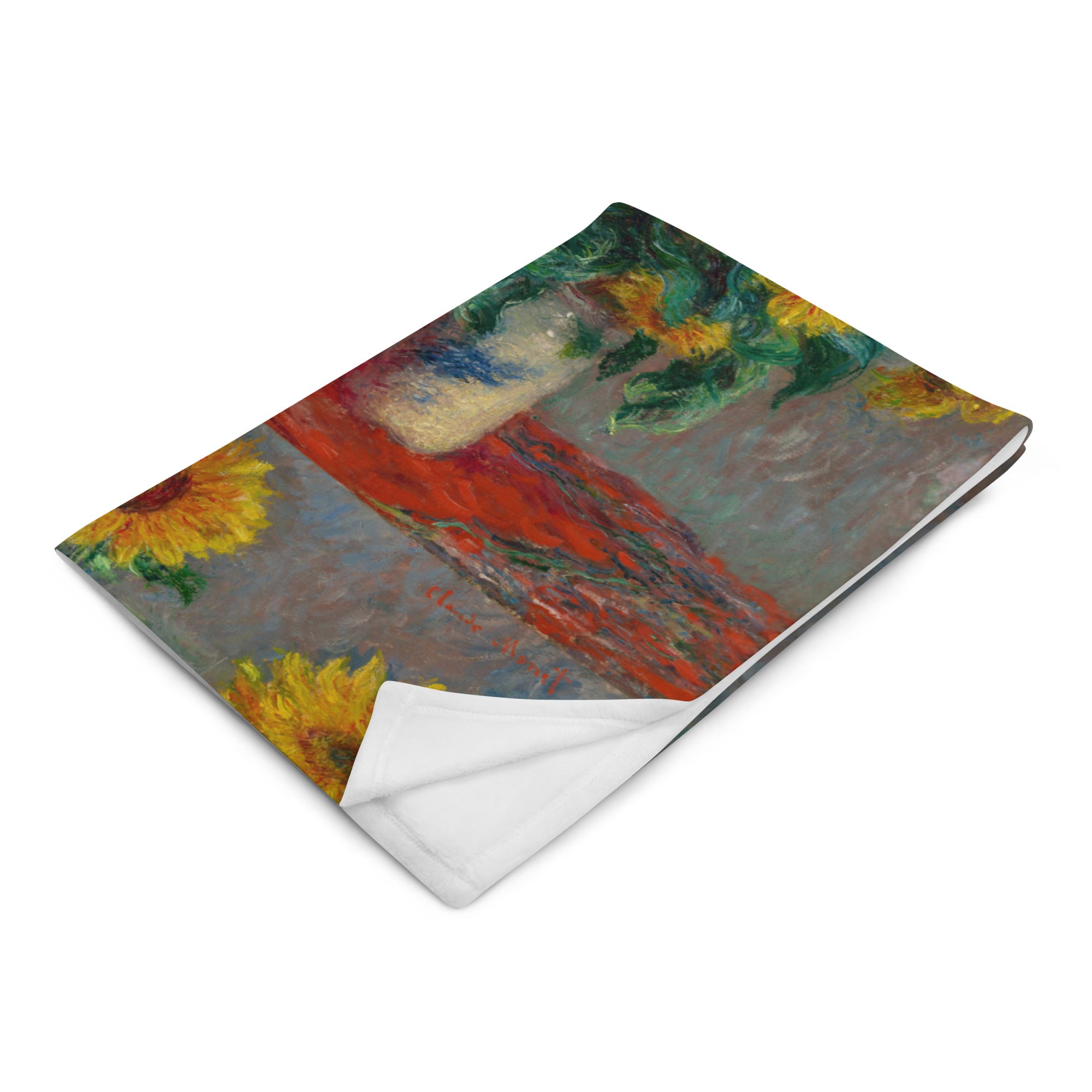 Überwurfdecke „Sonnenblumenstrauß“ von Claude Monet, berühmtes Gemälde, hochwertige Kunstdecke