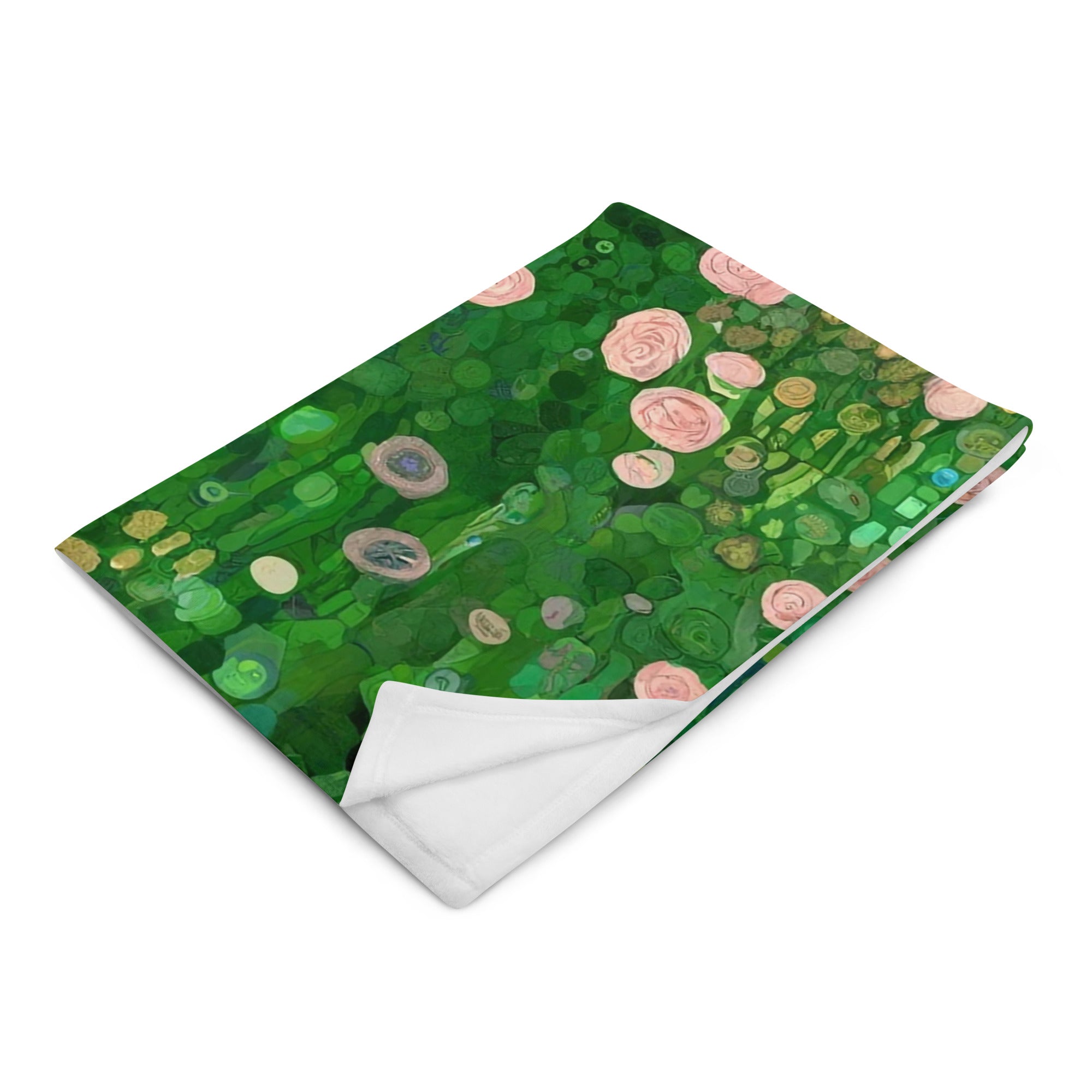 Gustav Klimt 'Rosebushes under the Trees' Famous Painting Throw Blanket | Premium Art Throw