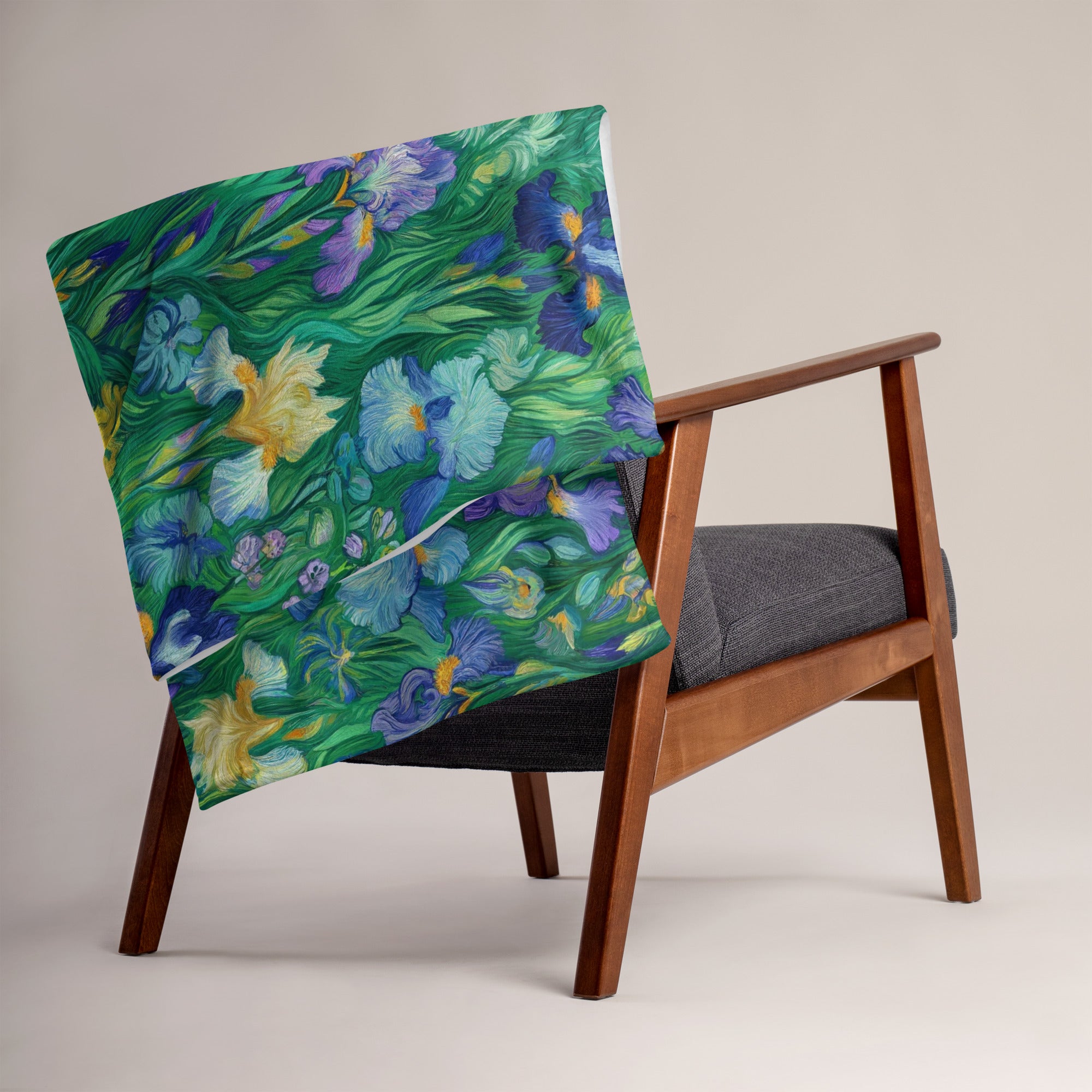 Vincent van Gogh 'Irises' Famous Painting Throw Blanket | Premium Art Throw