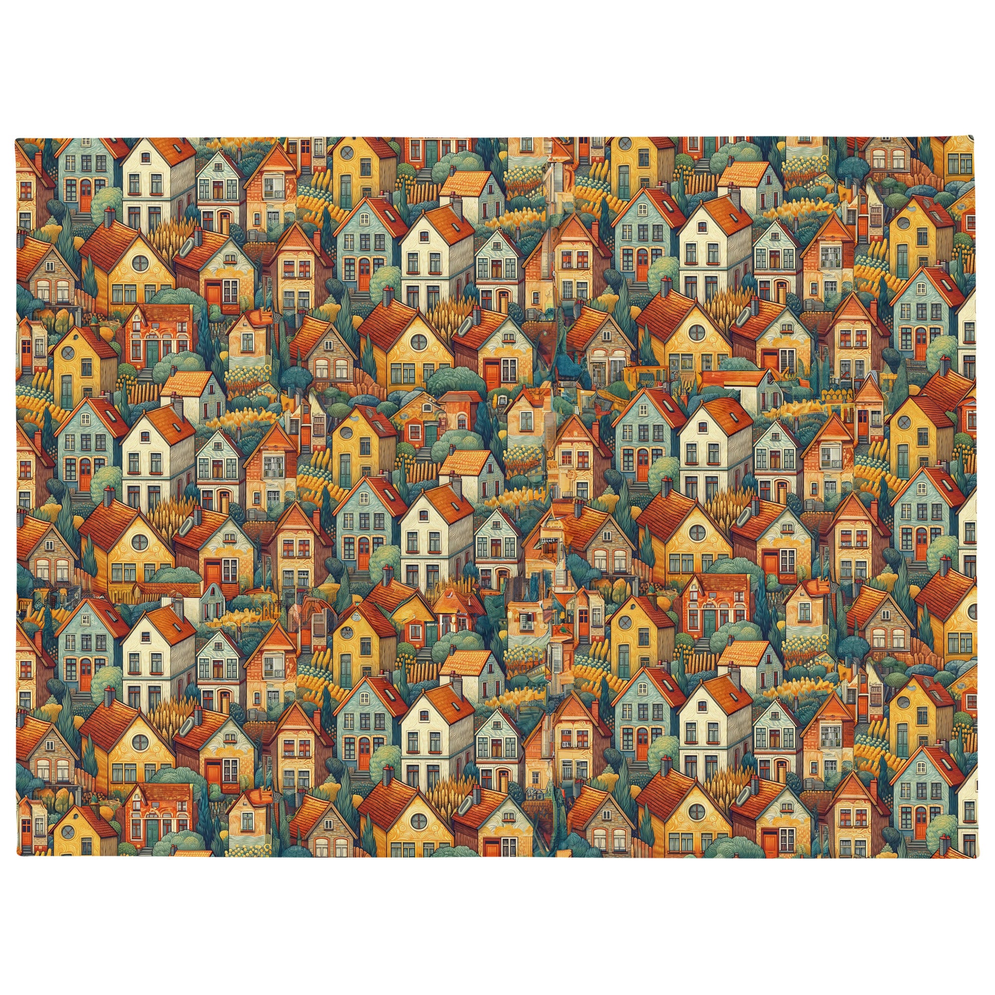 Vincent van Gogh 'Houses at Auvers' Famous Painting Throw Blanket | Premium Art Throw