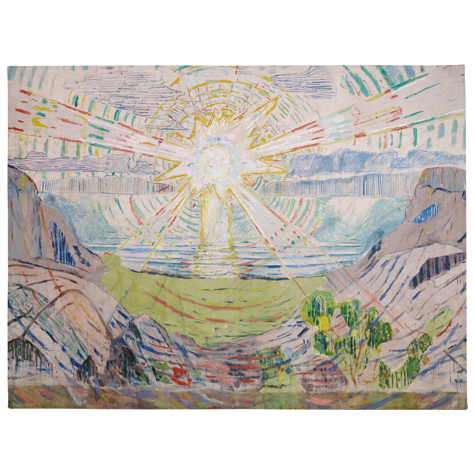 Überwurfdecke „Die Sonne“ von Edvard Munch, berühmtes Gemälde | Hochwertiger Kunstüberwurf