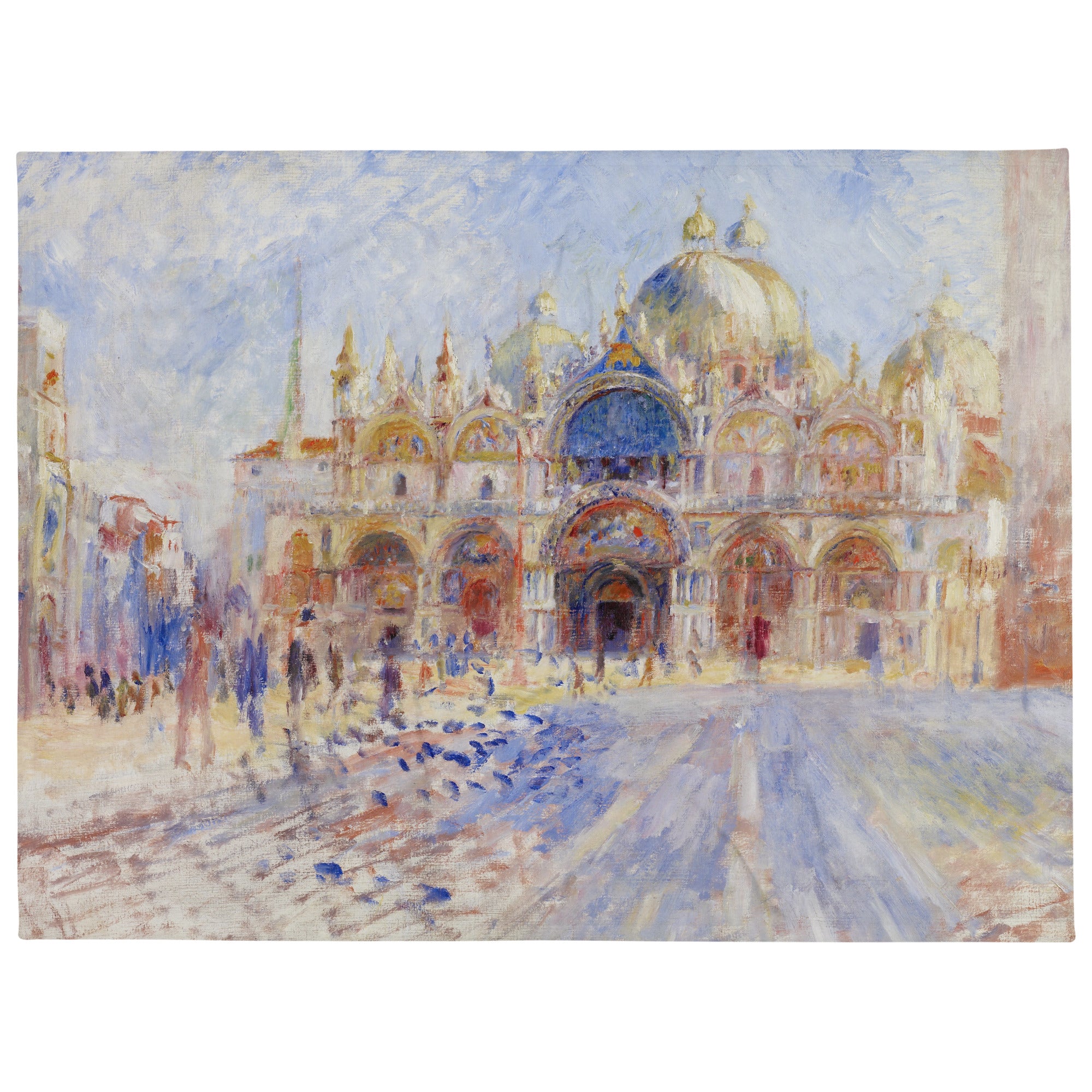 Pierre-Auguste Renoir - Überwurfdecke mit berühmtem Gemälde „Der Markusplatz, Venedig“ | Hochwertiger Kunstüberwurf 