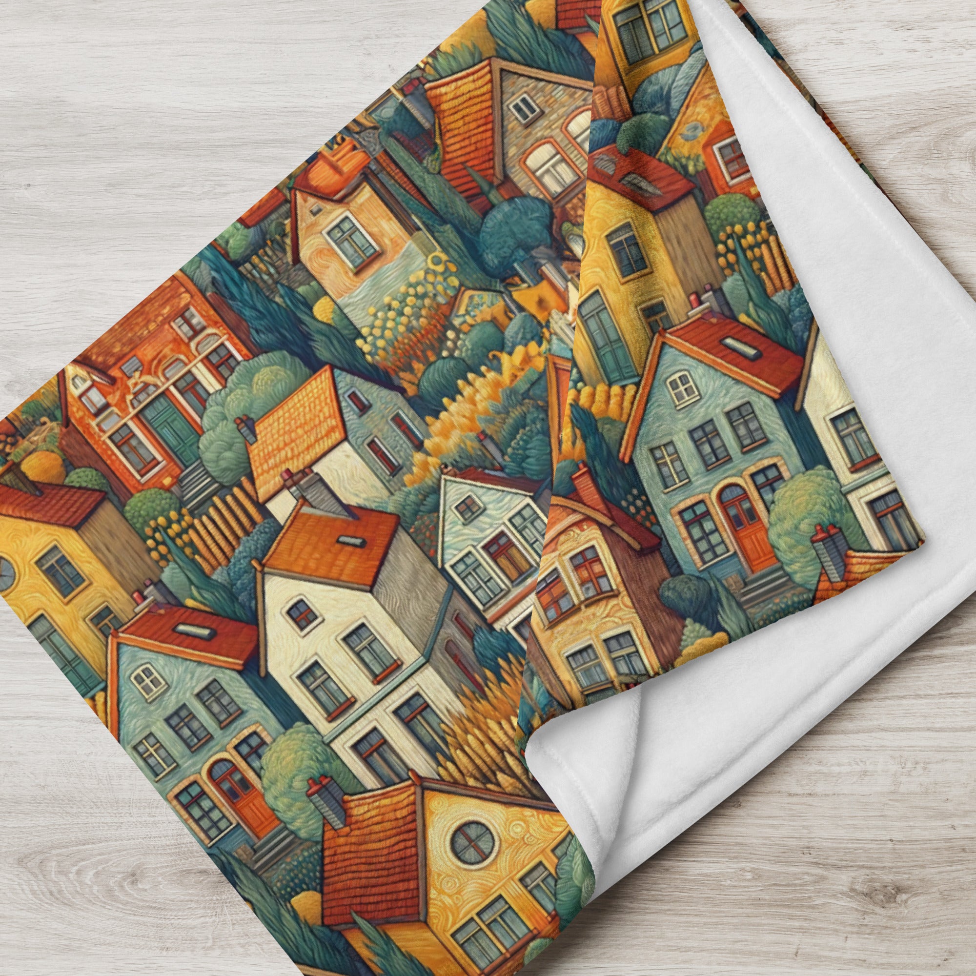 Vincent van Gogh 'Houses at Auvers' Famous Painting Throw Blanket | Premium Art Throw